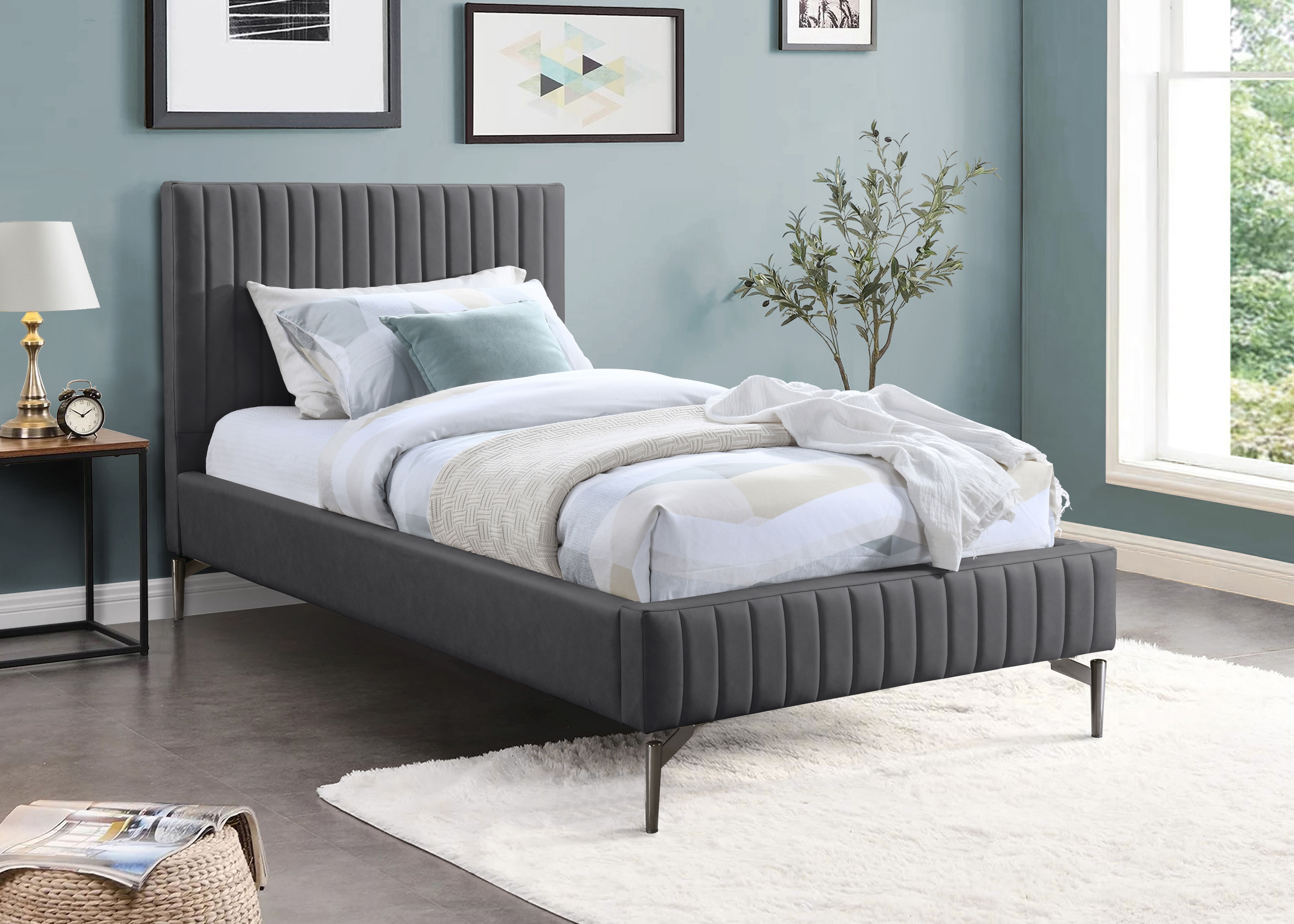 Gallo - Twin Bed - Dark Gray