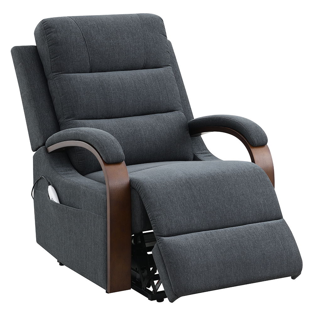 Kayla - Power Recliner With Lift & Heating & Massage - Gray Chenille, dark gray, view 6