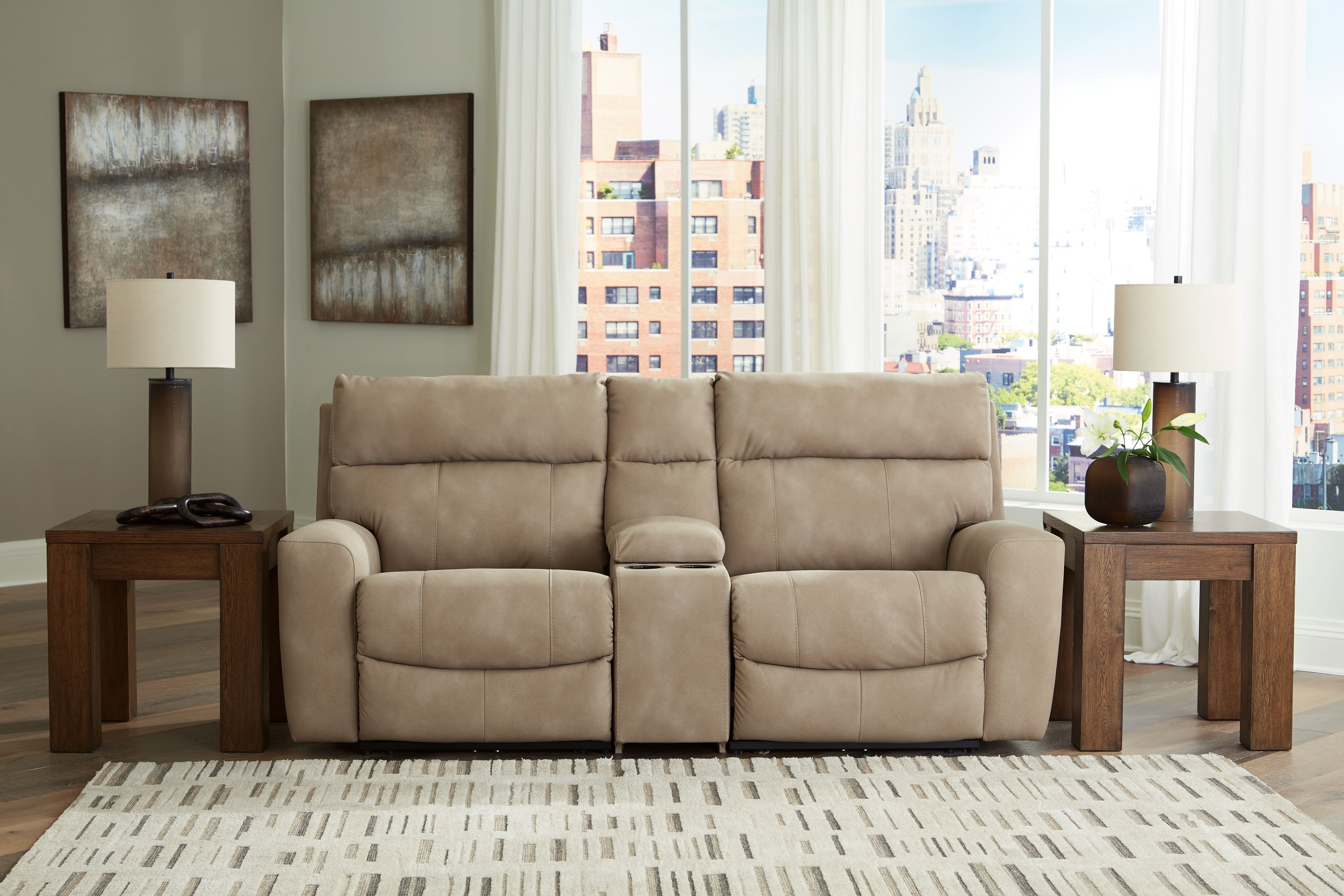 Ashley Furniture Next-Gen Durapella - 3-Piece Power Reclining Sectional Loveseat With Console - Sand - Image 4