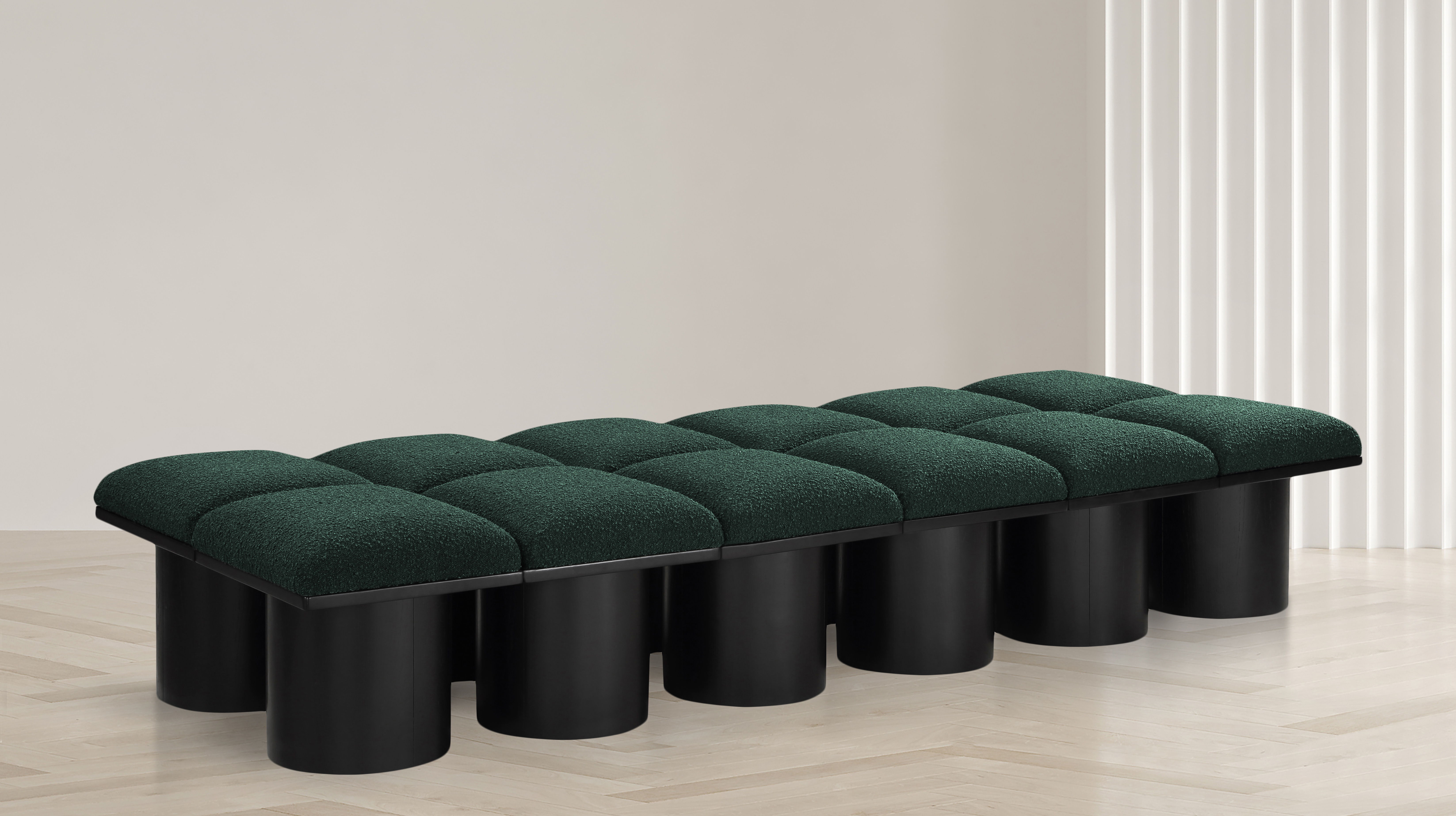 Pavilion - 93" 12 Piece Modular Bench With Black Base - Green