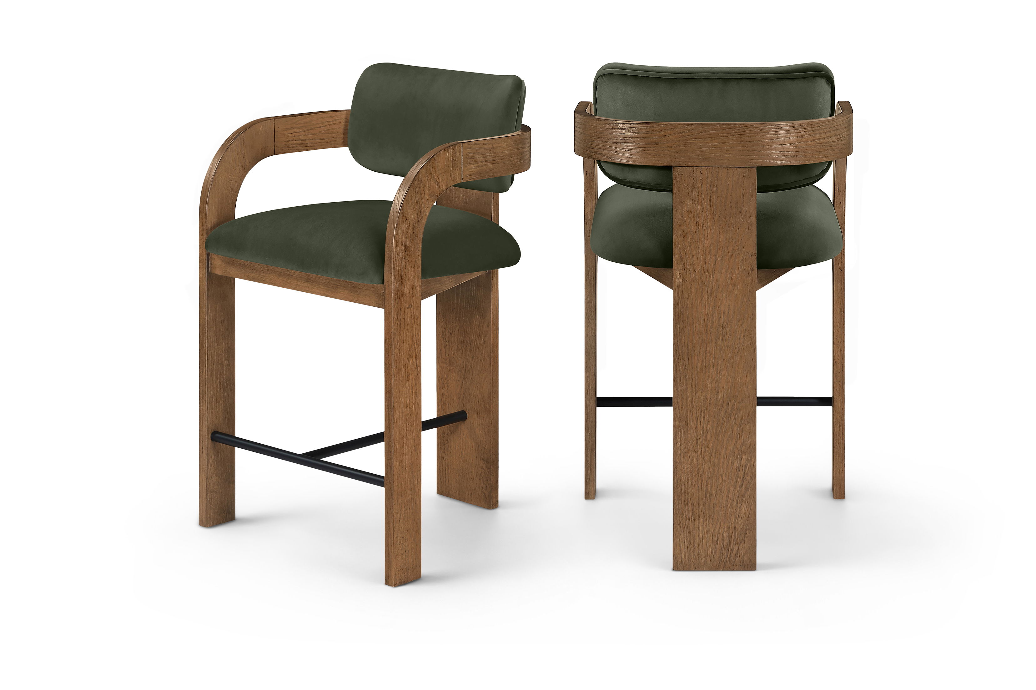 Cedra - Velvet Performance Fabric Upholstered Counter Stool - Green