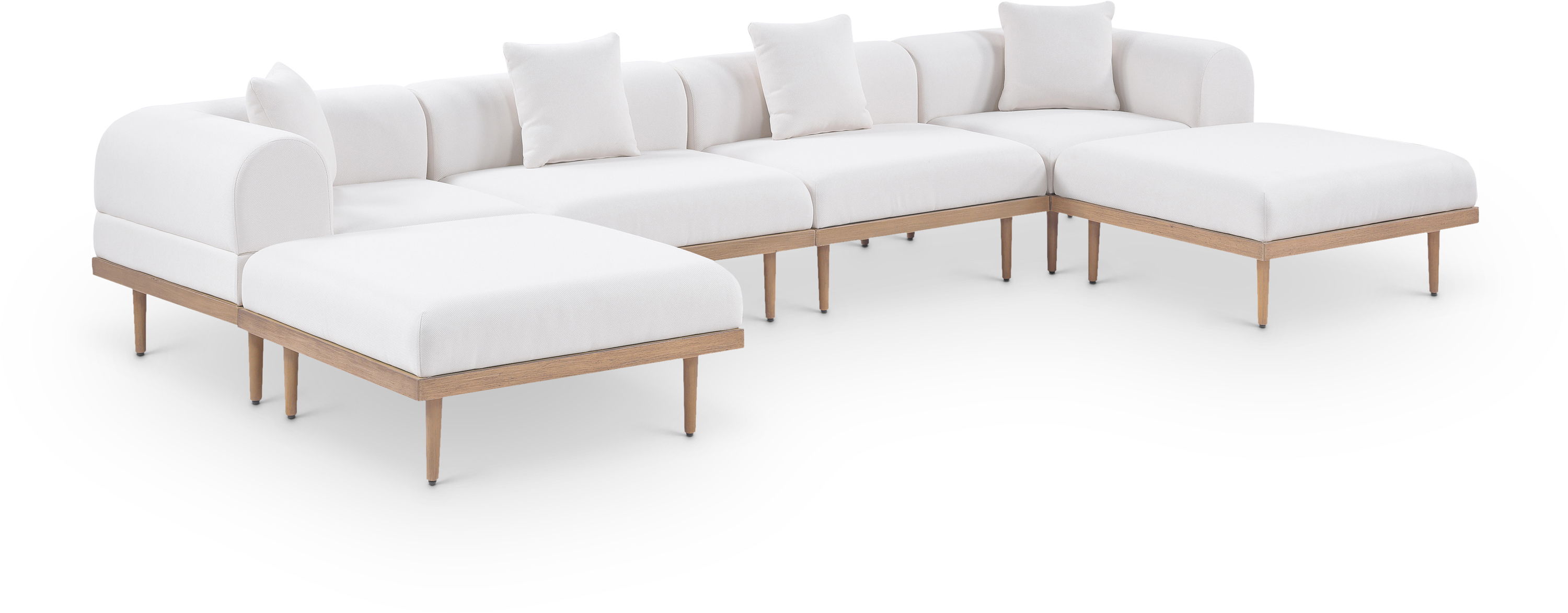 6 Pc · Resilient Water Resistant Fabric 142" Upholstered Outdoor Patio Modular Sectional