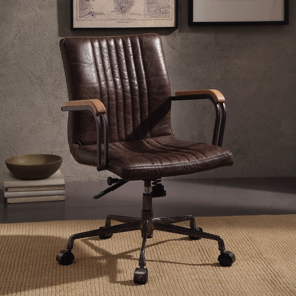 Joslin - Office Chair - Distress Chocolate Top Grain Leather, dark brown, view 7