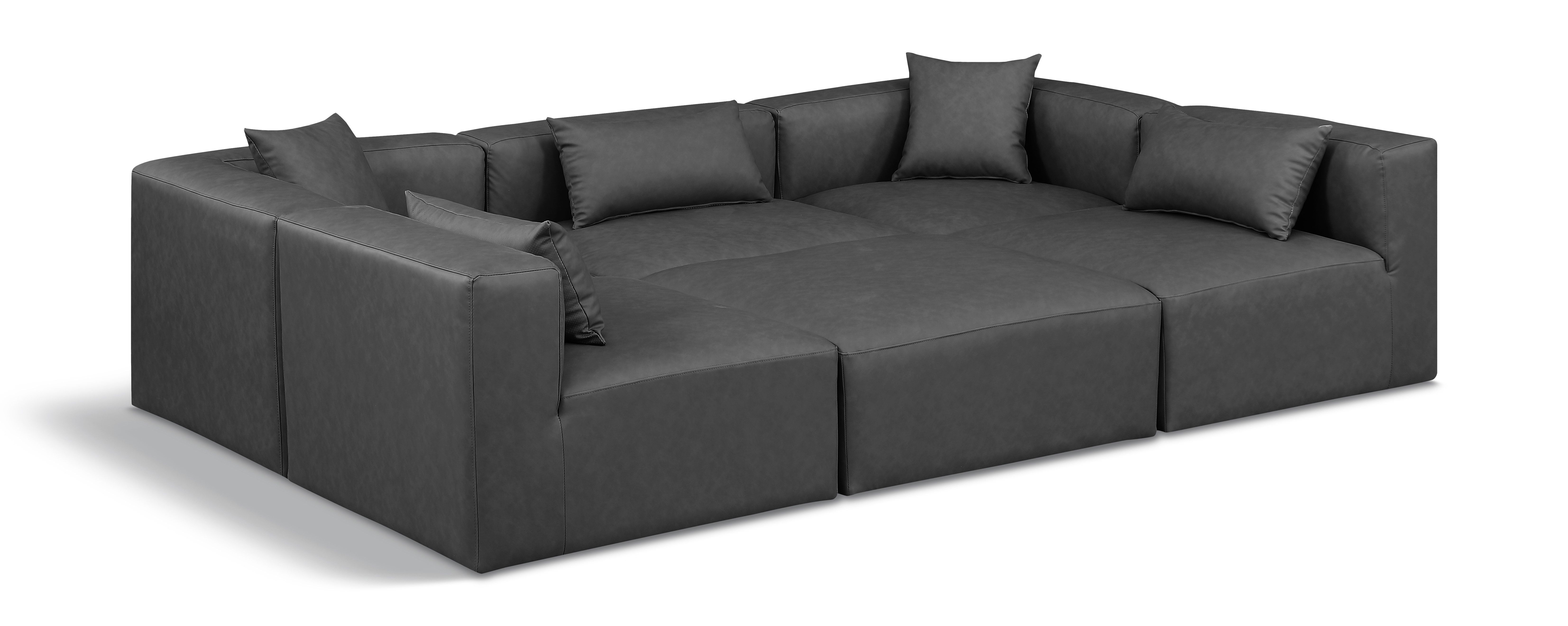 Cube - 6 Piece Modular Sectional - Charcoal Gray