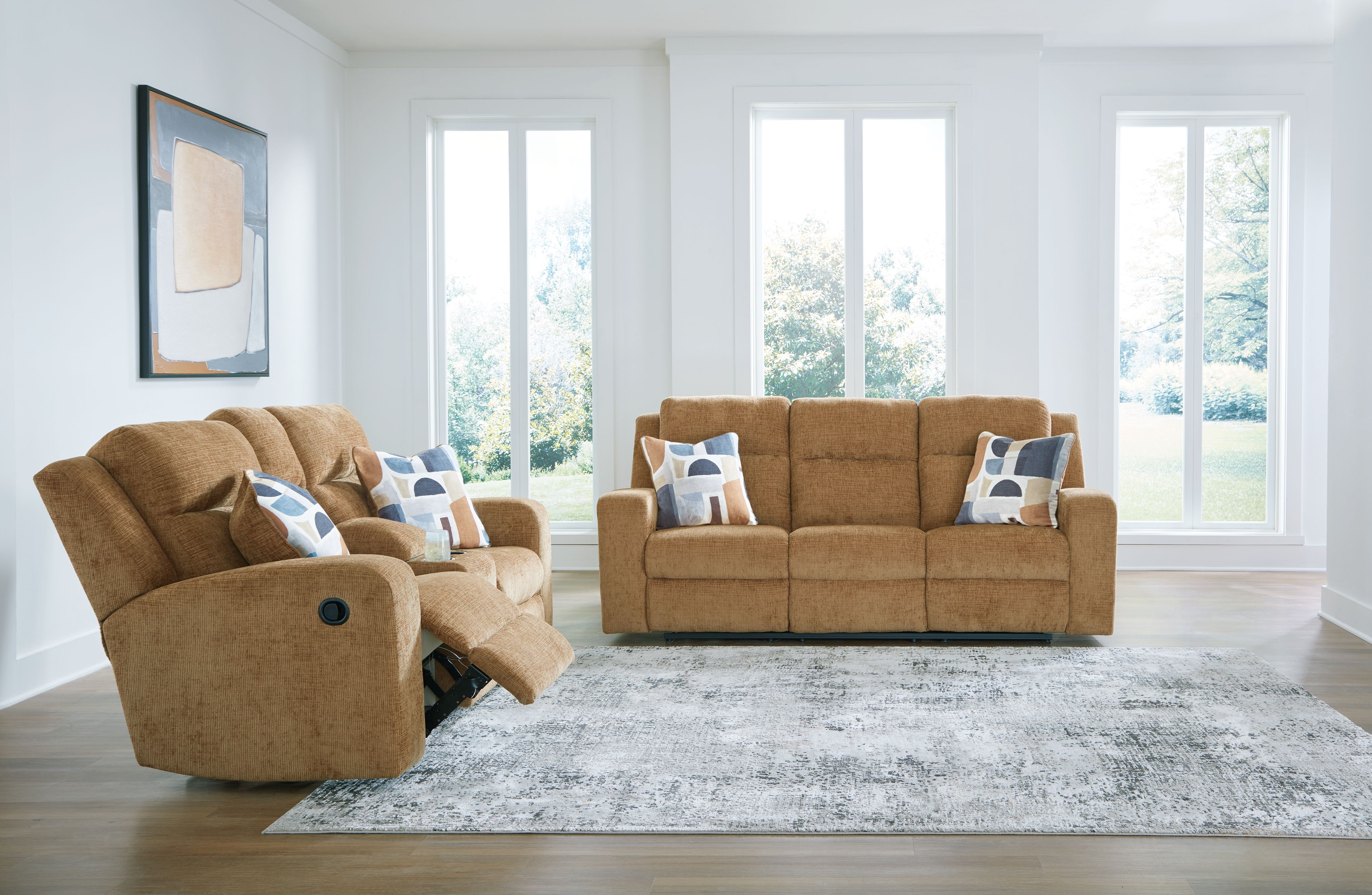Kanlow - 2 Pc. - Reclining Sofa, Reclining Loveseat With Console - Honey