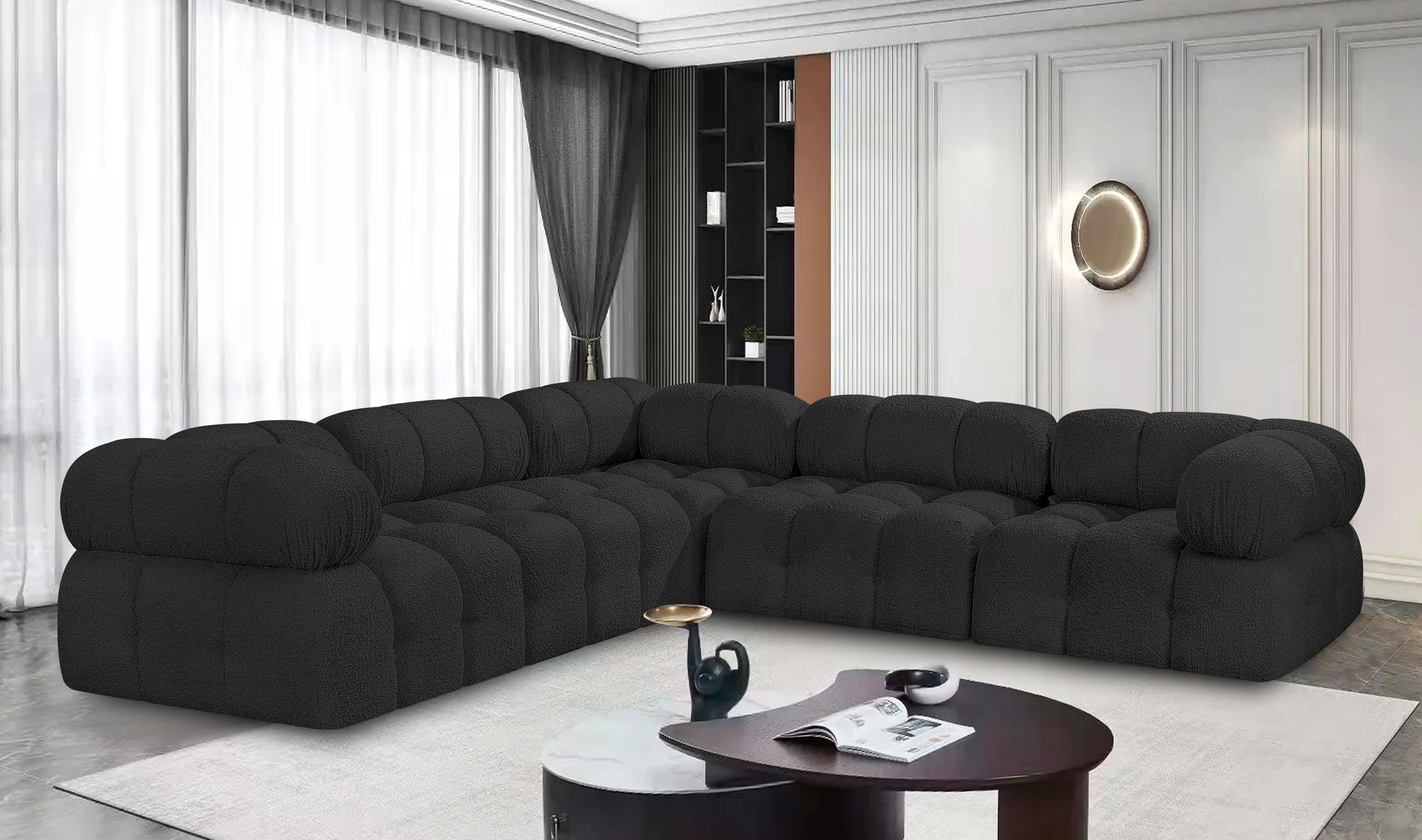 Ames - 5 Piece Modular Sectional - Black