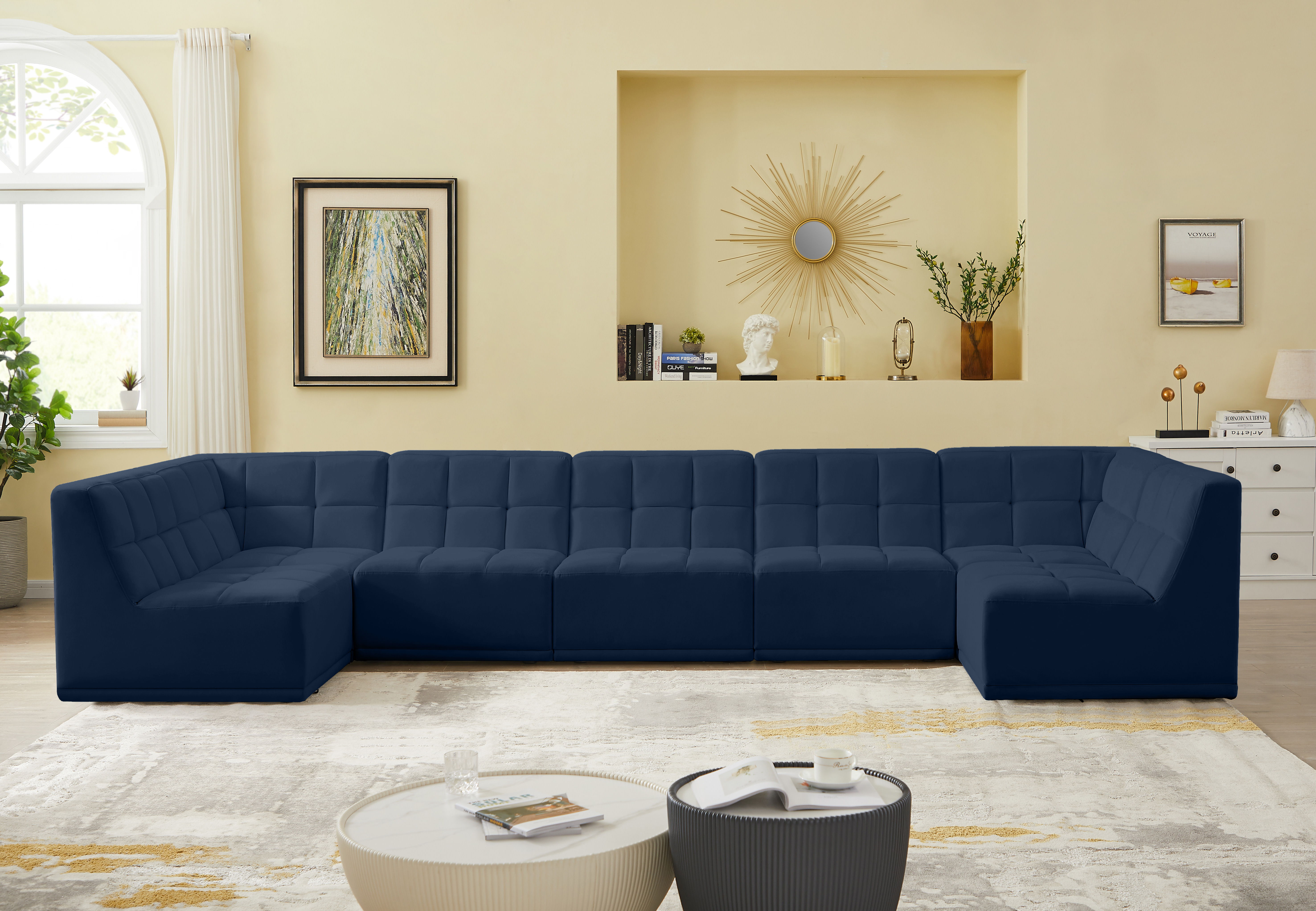 Relax - 7 Piece Modular Sectional - Navy
