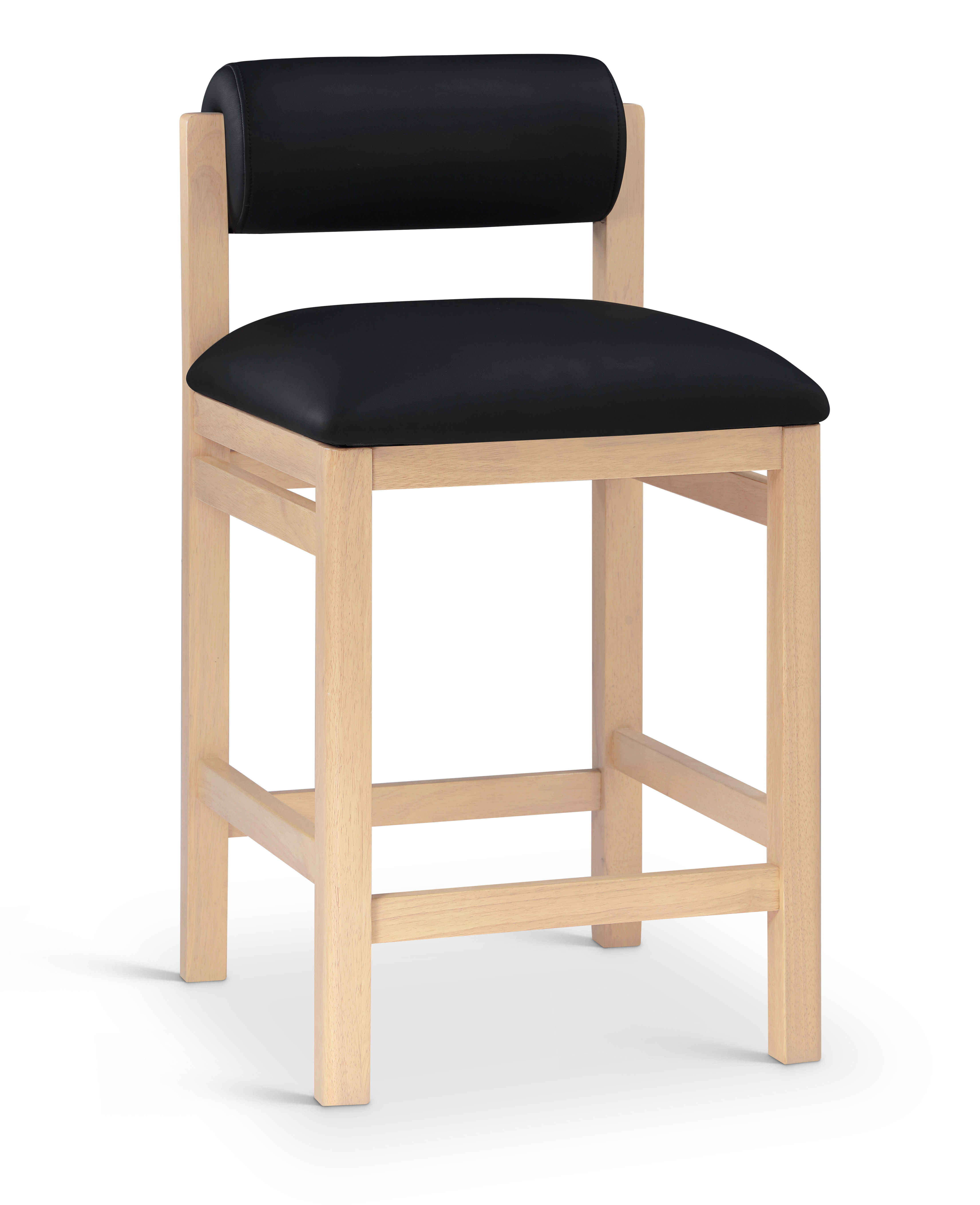 Roundhill - Vegan Leather Counter Stool - Black