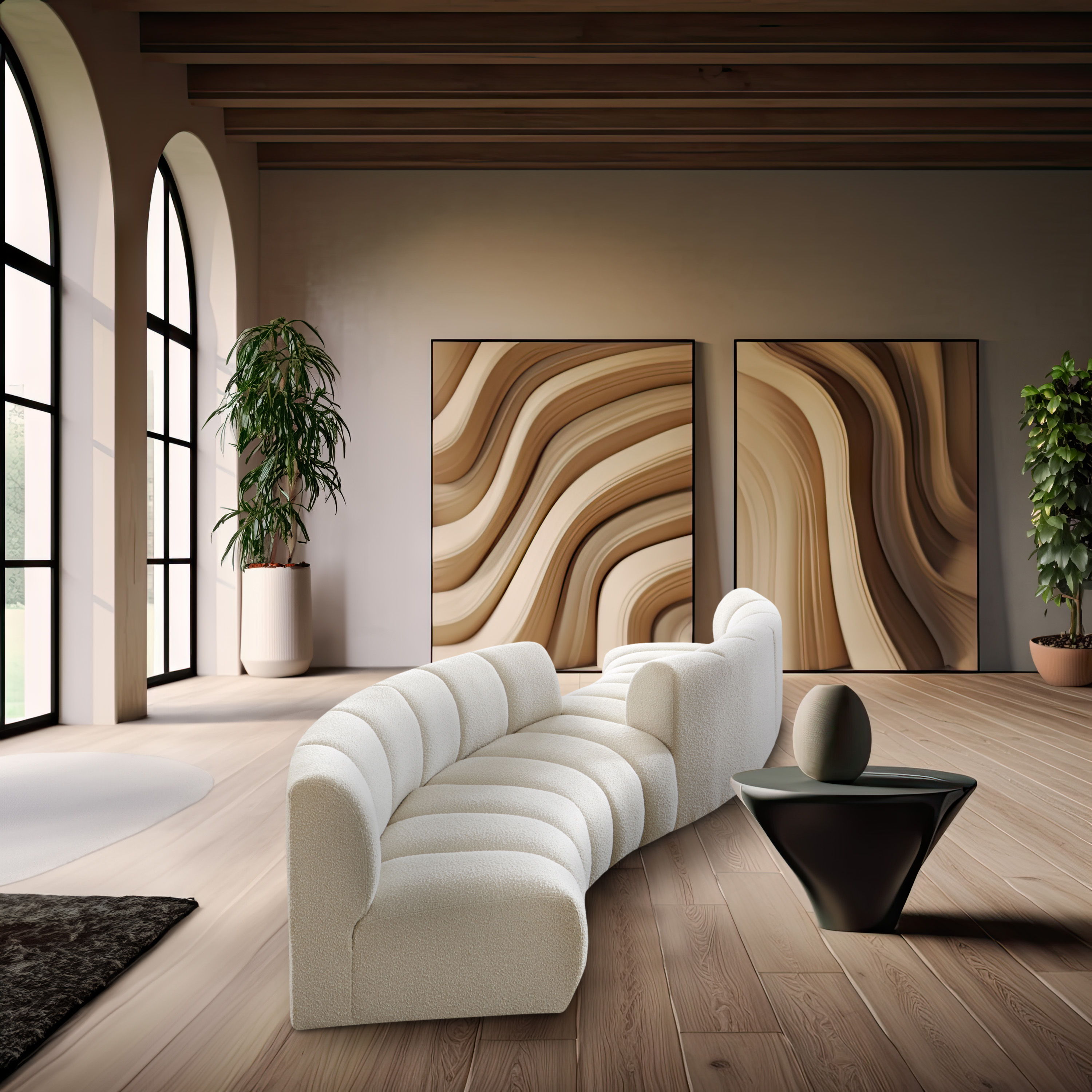 Infinity - 4 Piece S-Shaped Modular Sectional - Cream