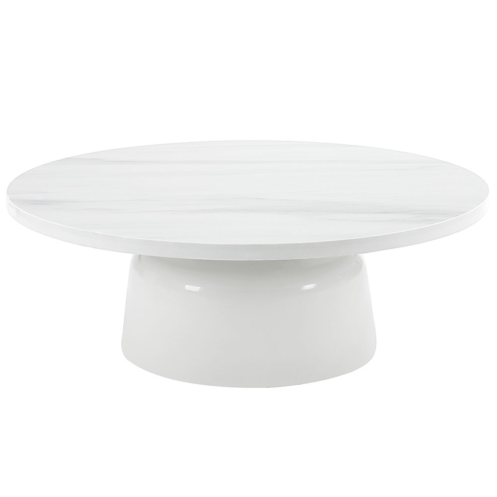 Zaid - Coffee Table - Engineering Marble & White High Gloss, white