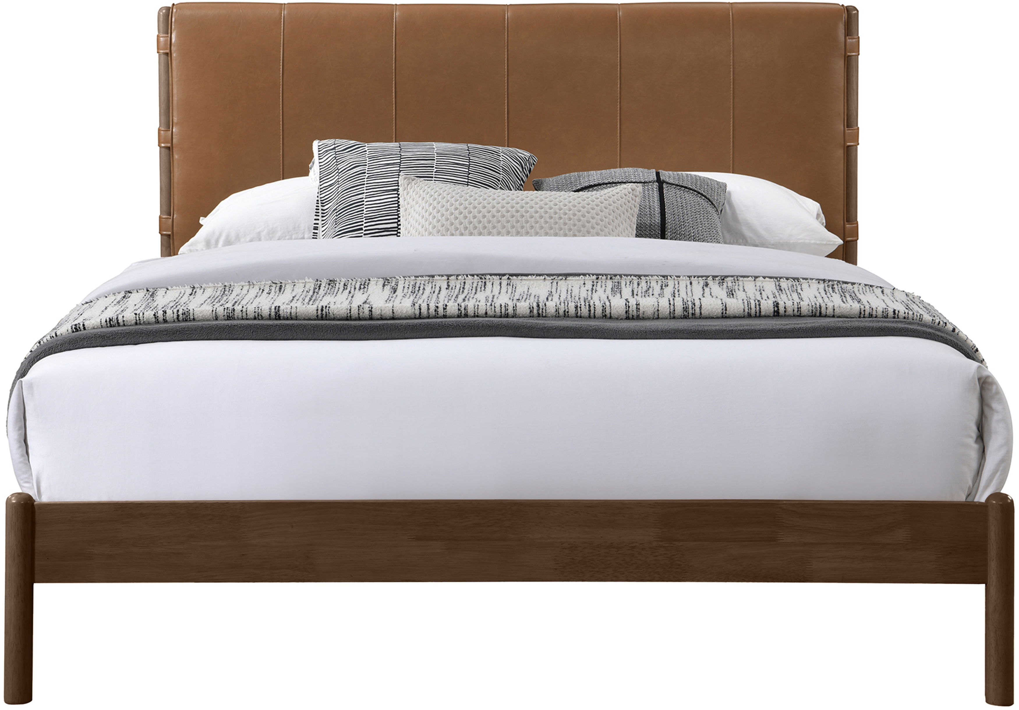 Arielle - Vegan Leather Upholstered Full Bed - Cognac
