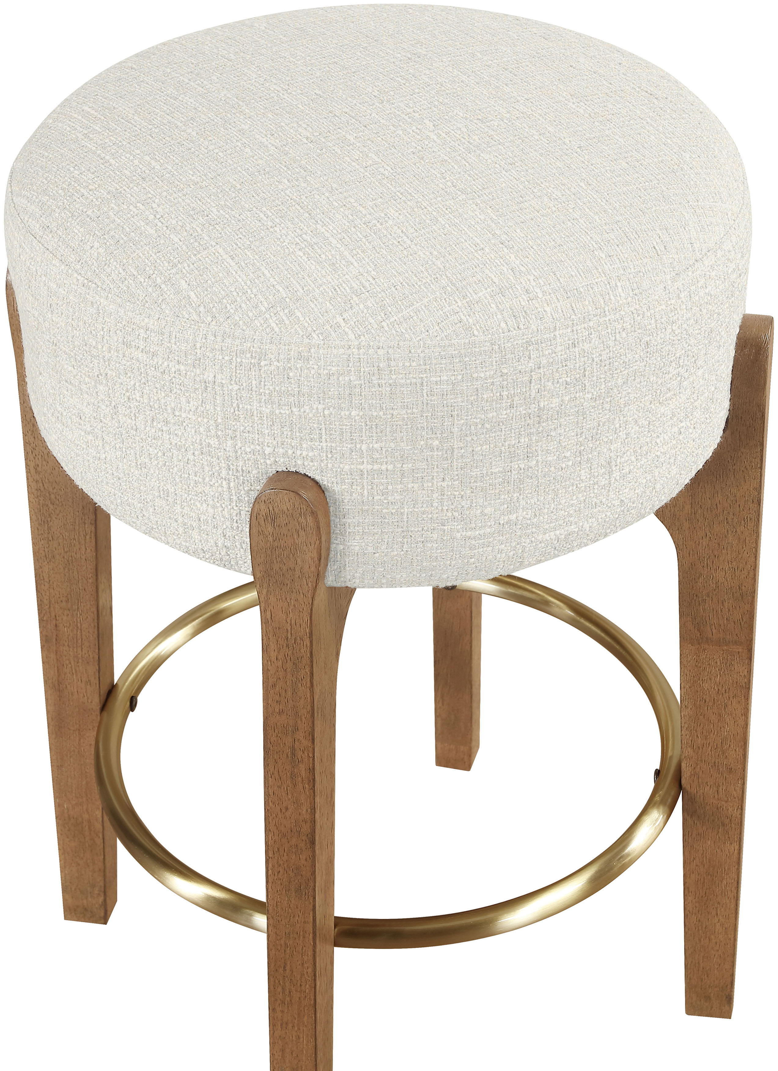 Torino - Fabric Upholstered Backless Counter Stool (Set of 2) - Cream / Brushed Brown