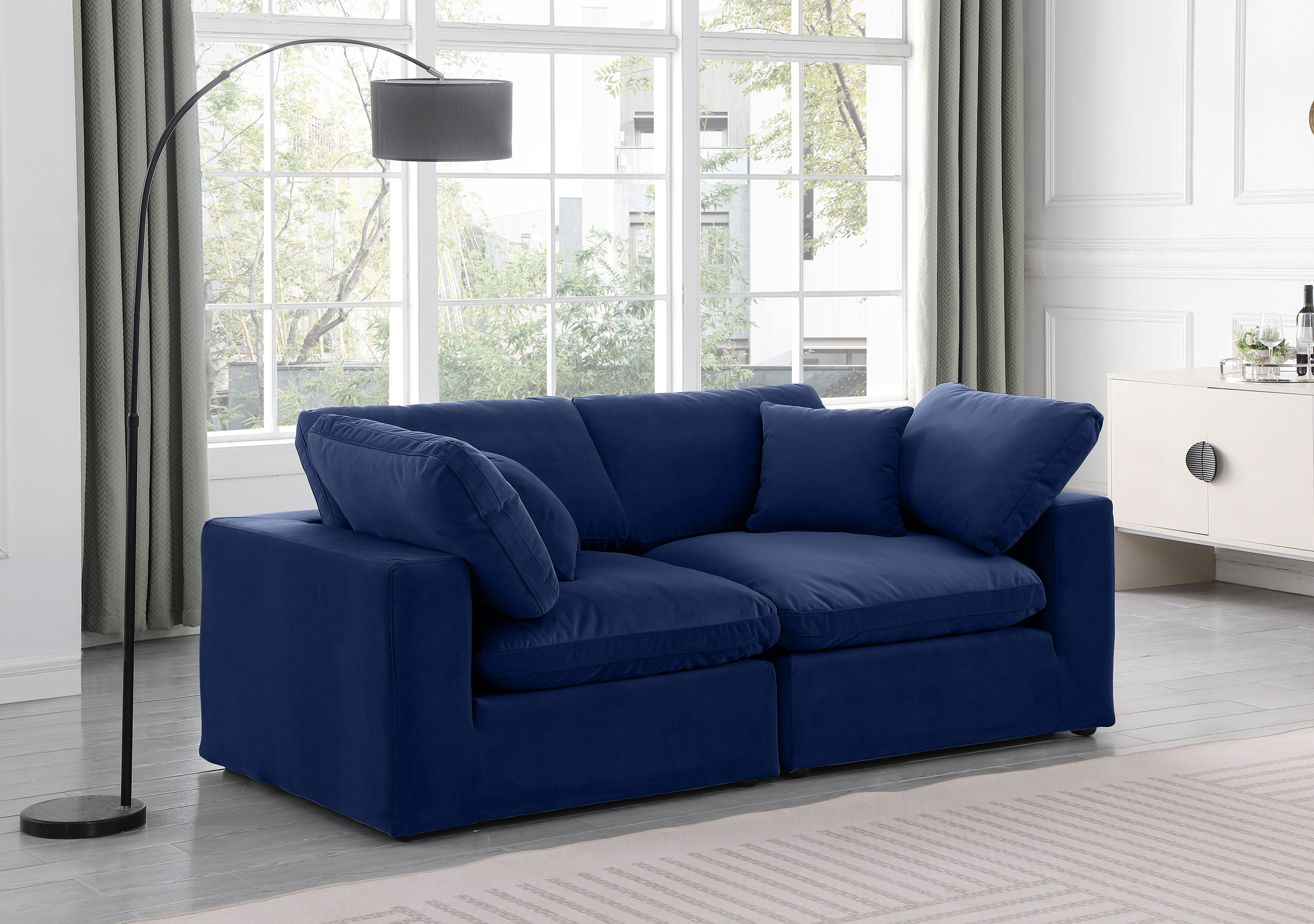 Comfy - Velvet Modular Sofa 2 Pieces - Blue