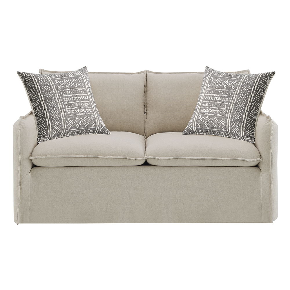 Upendo - Loveseat With 2 Pillows - Beige Linen, beige, view 4
