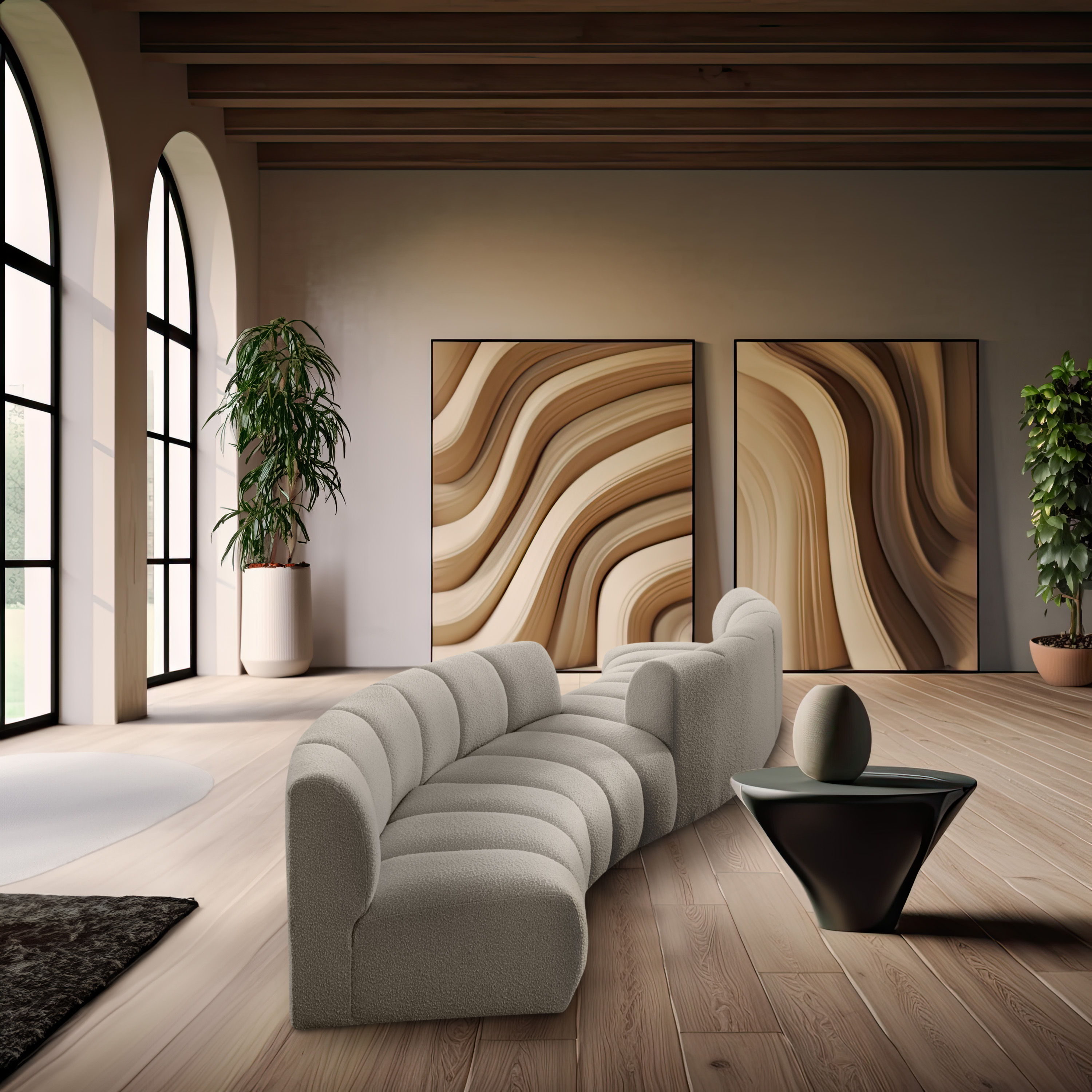 Infinity - 4 Piece S-Shaped Modular Sectional - Light Brown