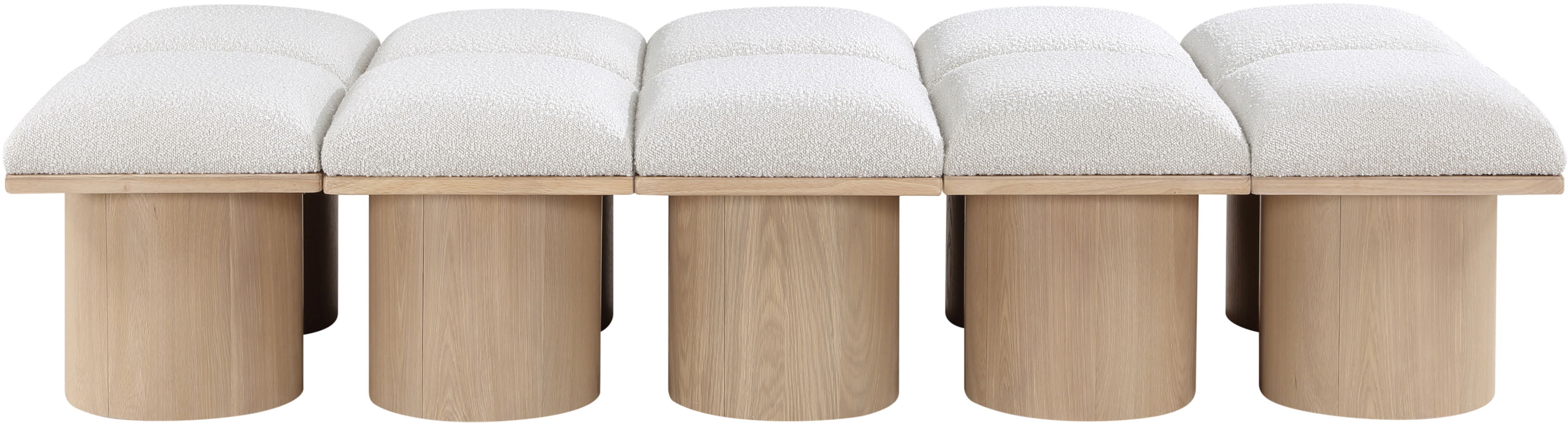 Pavilion - 77.5" 10 Piece Modular Bench With Natural Base - Cream