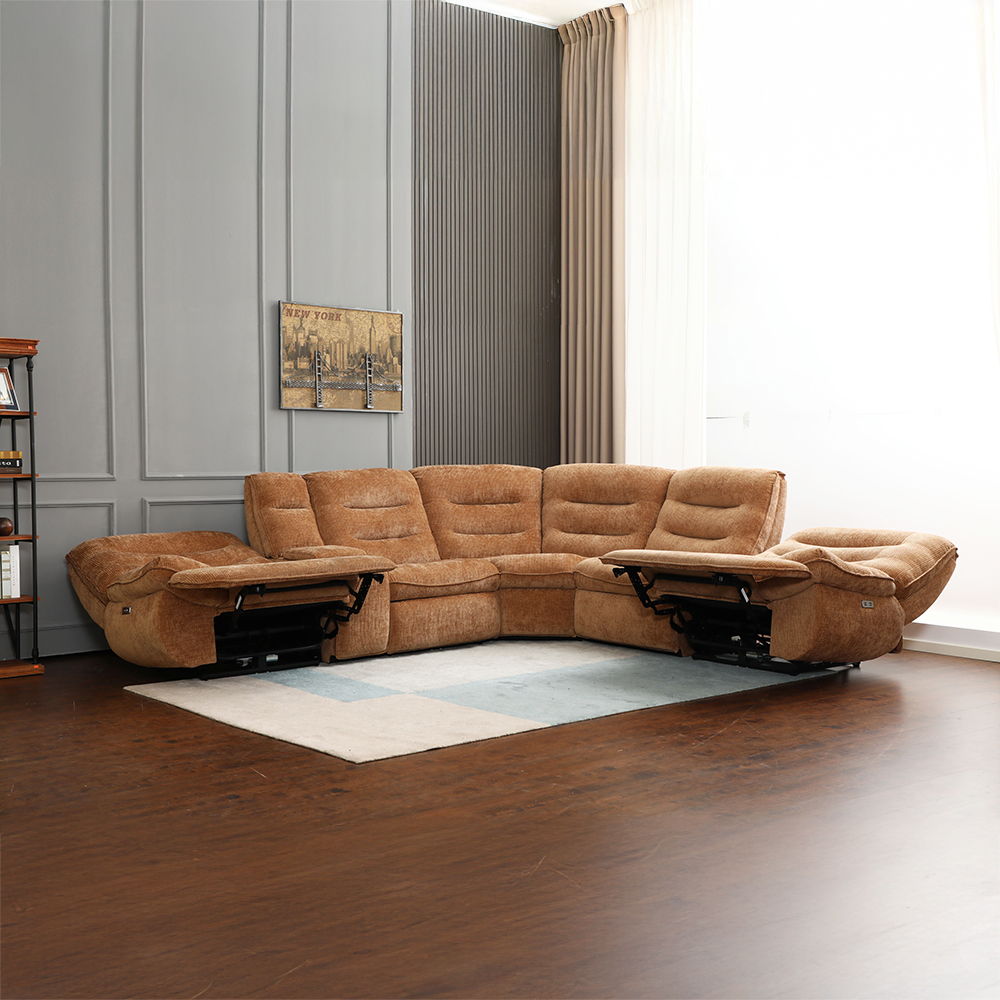 Emmy - Power Motion Sectional Sofa - Orange Chenille, orange, view 5
