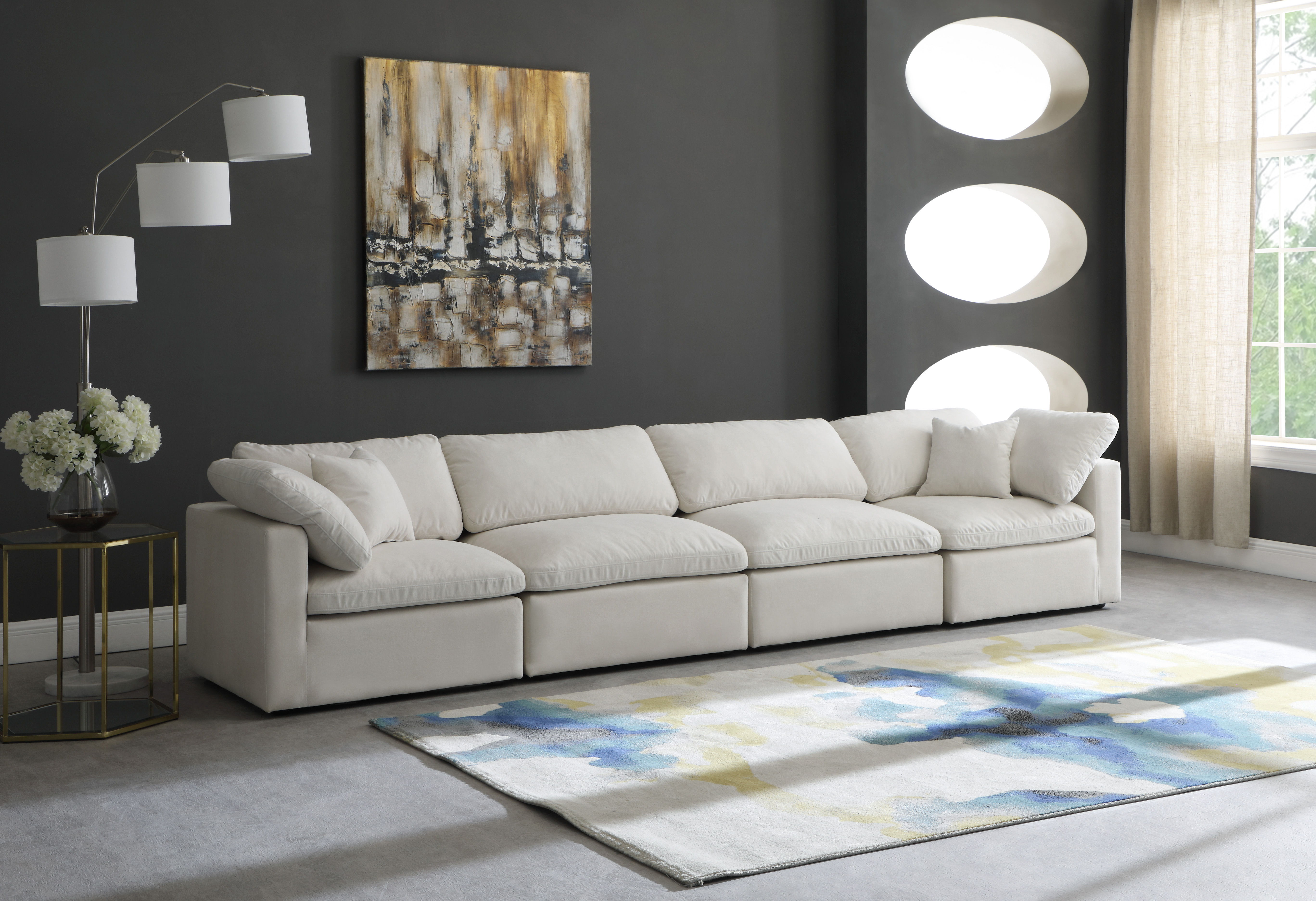 Plush - 4 Piece Modular Sofa - Cream