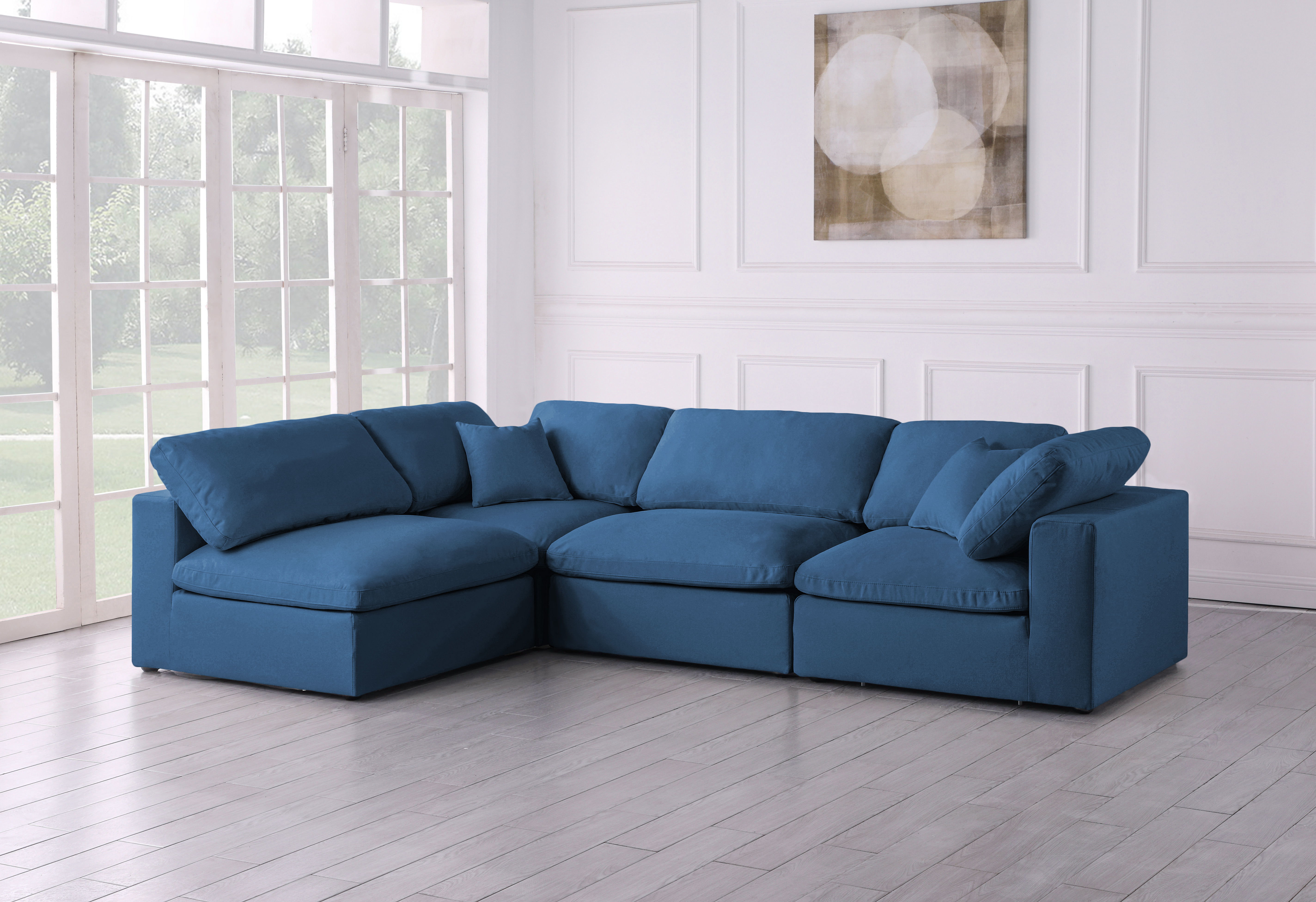 Plush - 4 Piece Modular Corner Sectional - Navy