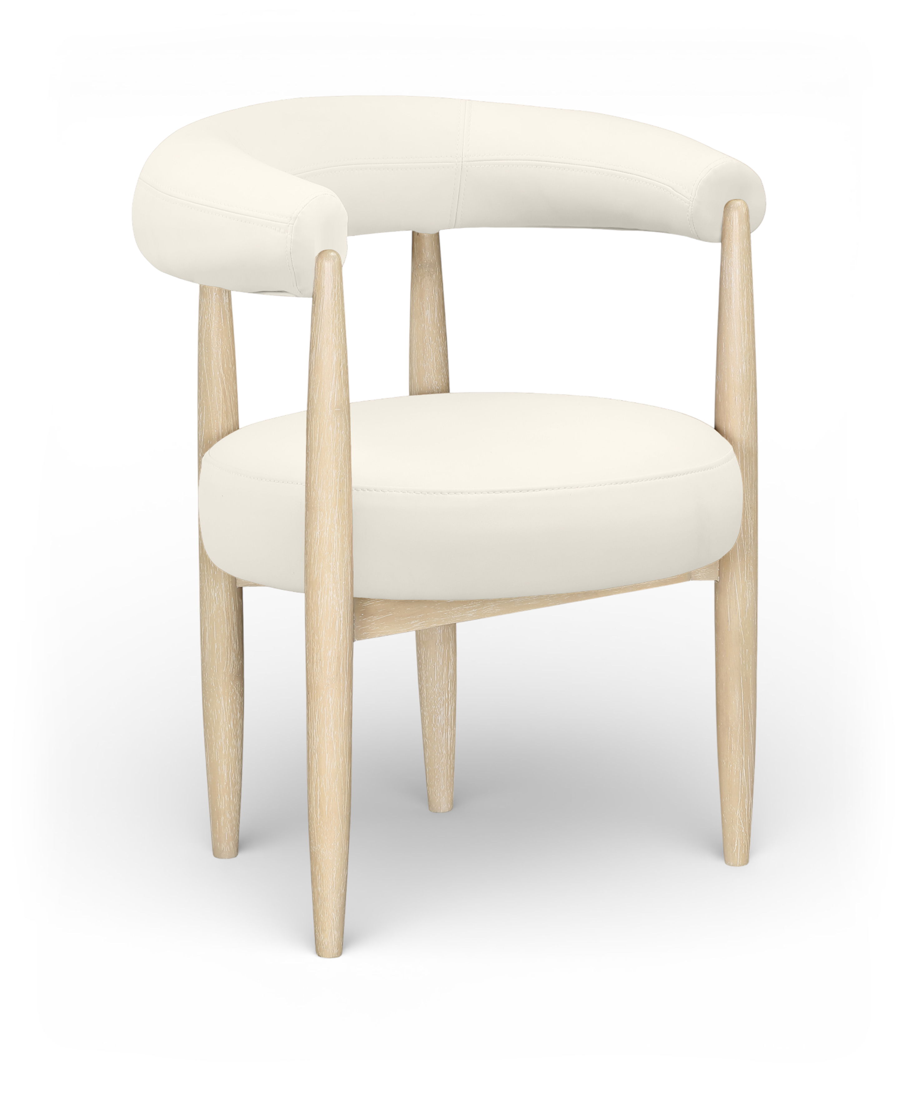 Sable - Vegan Leather Upholstered Dining Chair (Set of 2) - Cream / Painted Natural