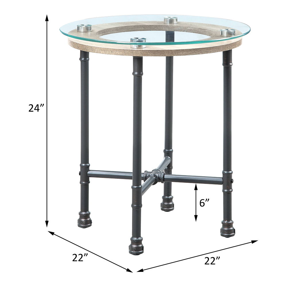 Brantley - End Table - Clear Glass & Sandy Gray, dark gray, view 4