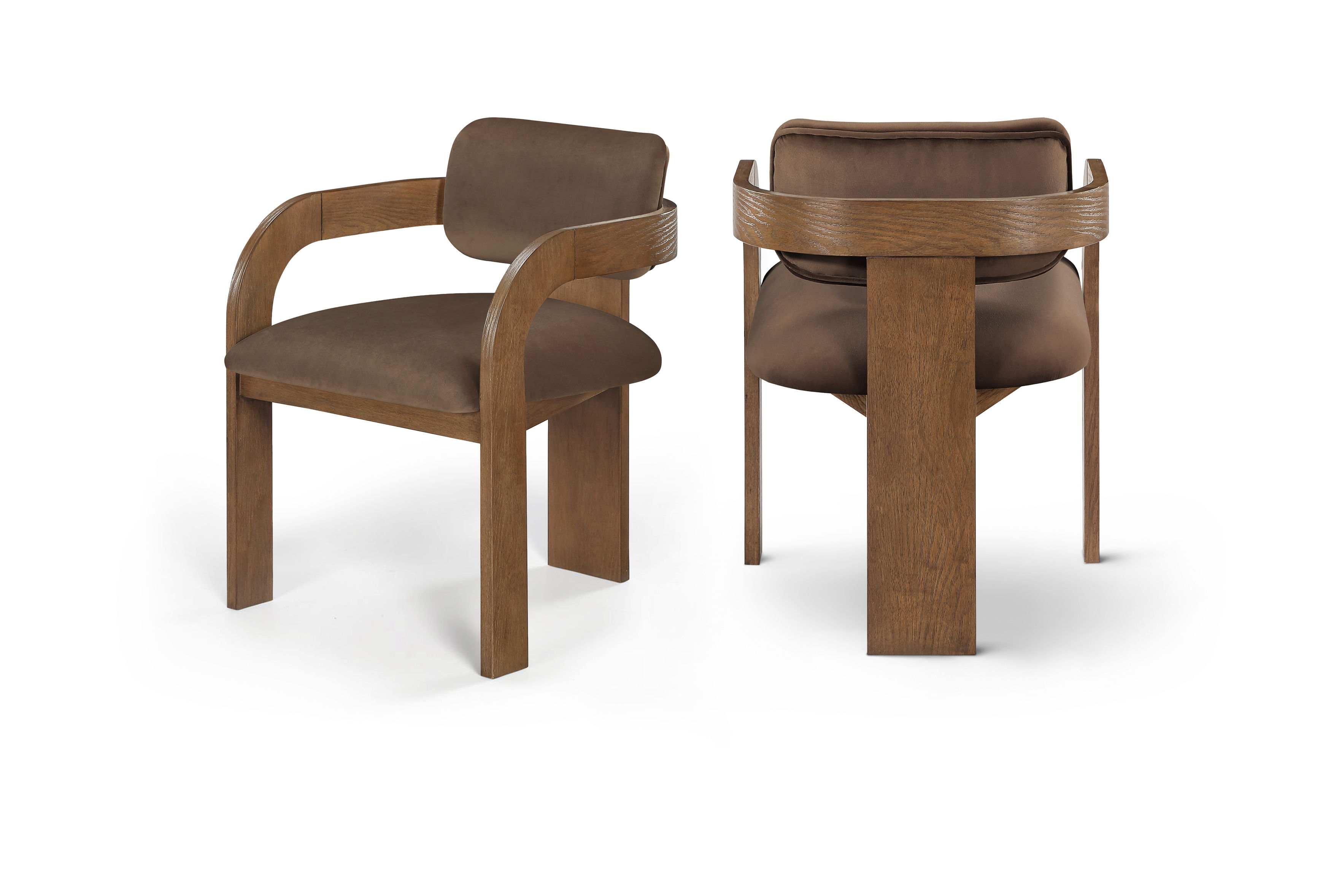 Cedra - Velvet Performance Fabric Upholstered Dining Chair (Set of 2) - Brown / Brown