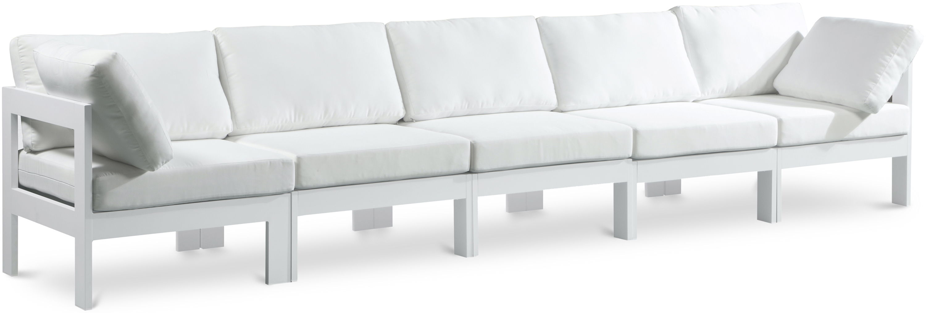 Nizuc - Outdoor Patio 5 Seat Modular Sofa With White Frame - White