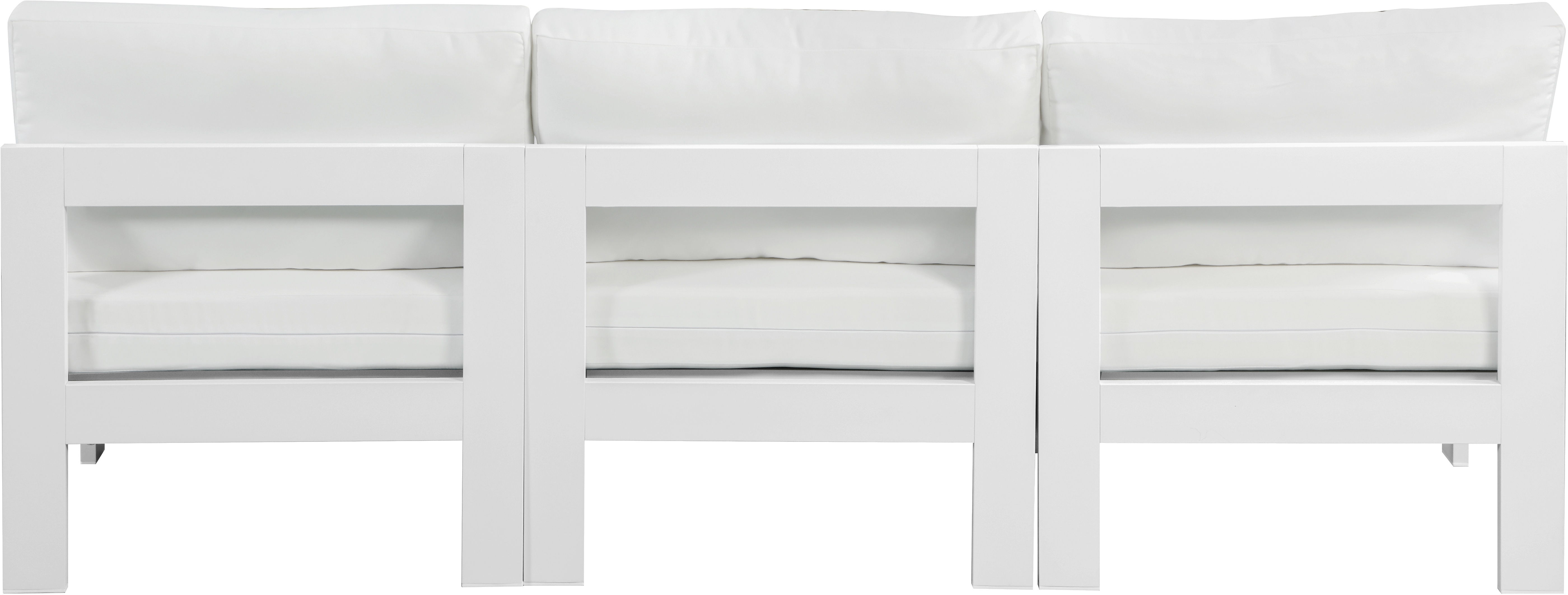 Nizuc - Outdoor Patio 3 Piece Armless Modular Sofa With White Frame - White