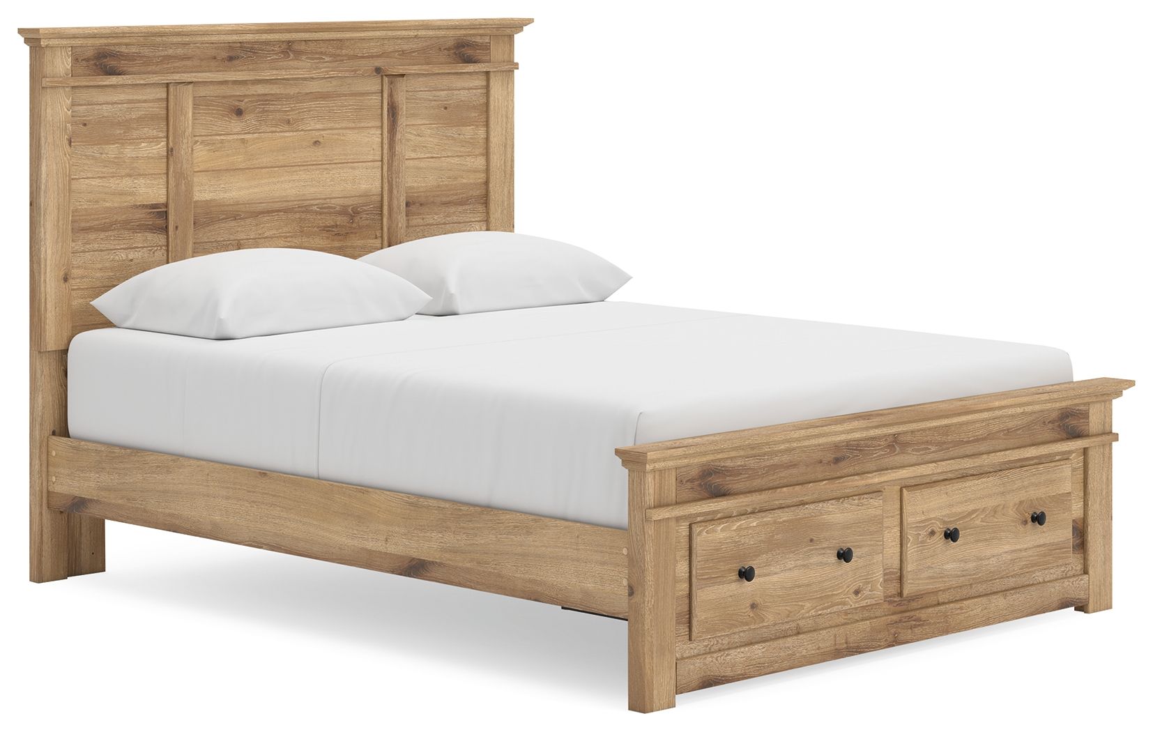 Makidern - Queen Panel Storage Bed With Storage Footboard - Tan