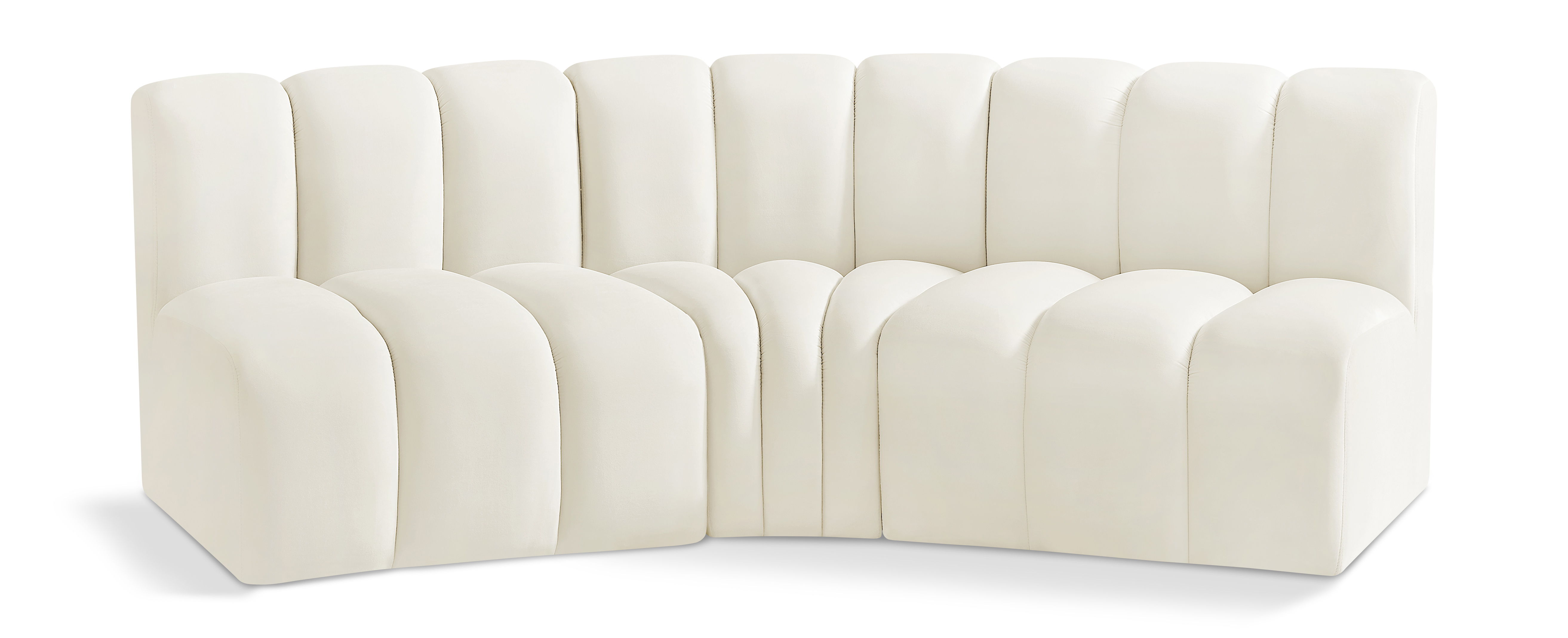 Arc - Velvet 3 Piece Modular Corner Sofa - Cream