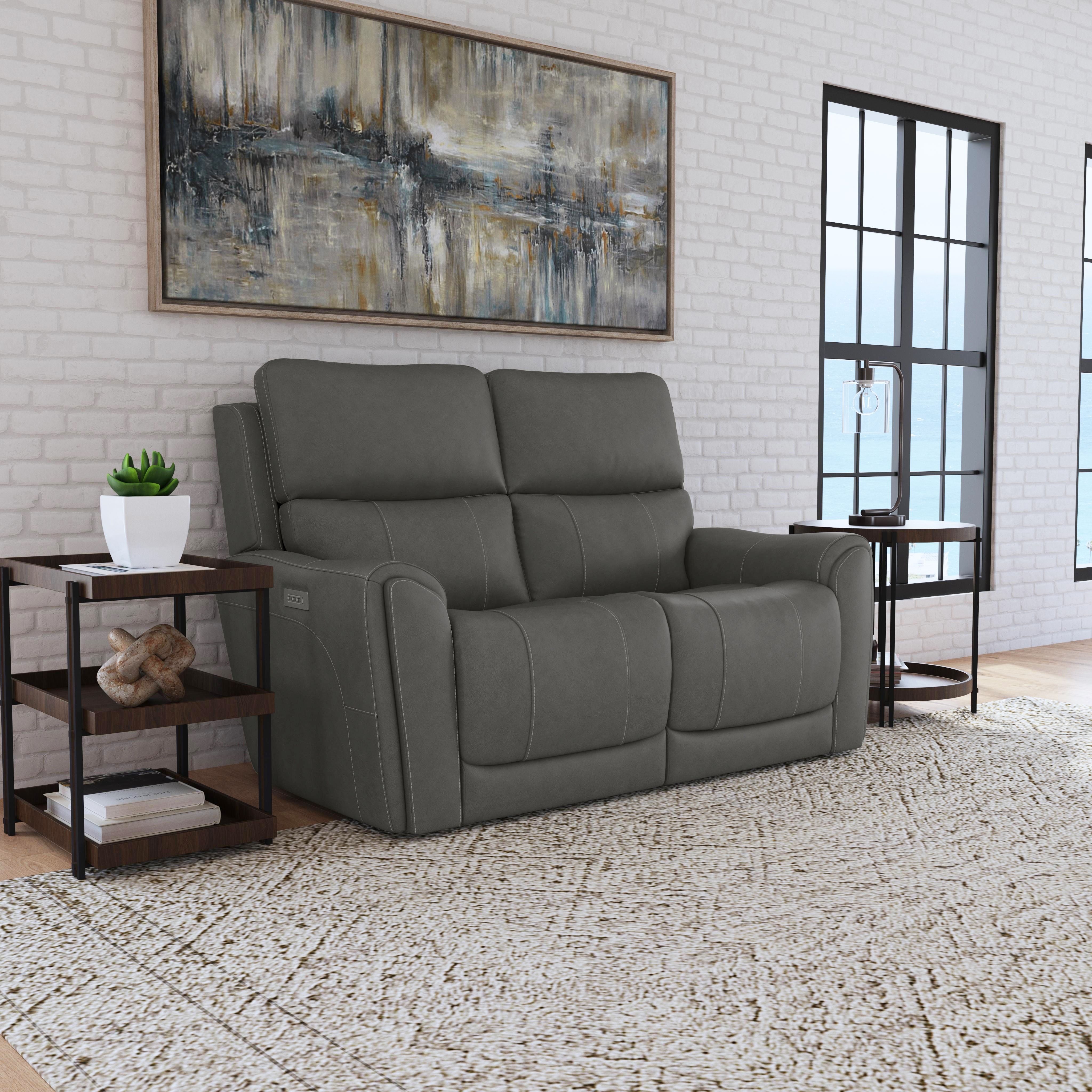 Carter - Power Reclining Loveseat With Power Headrests & Lumbar - Smoke, dark gray, view 4