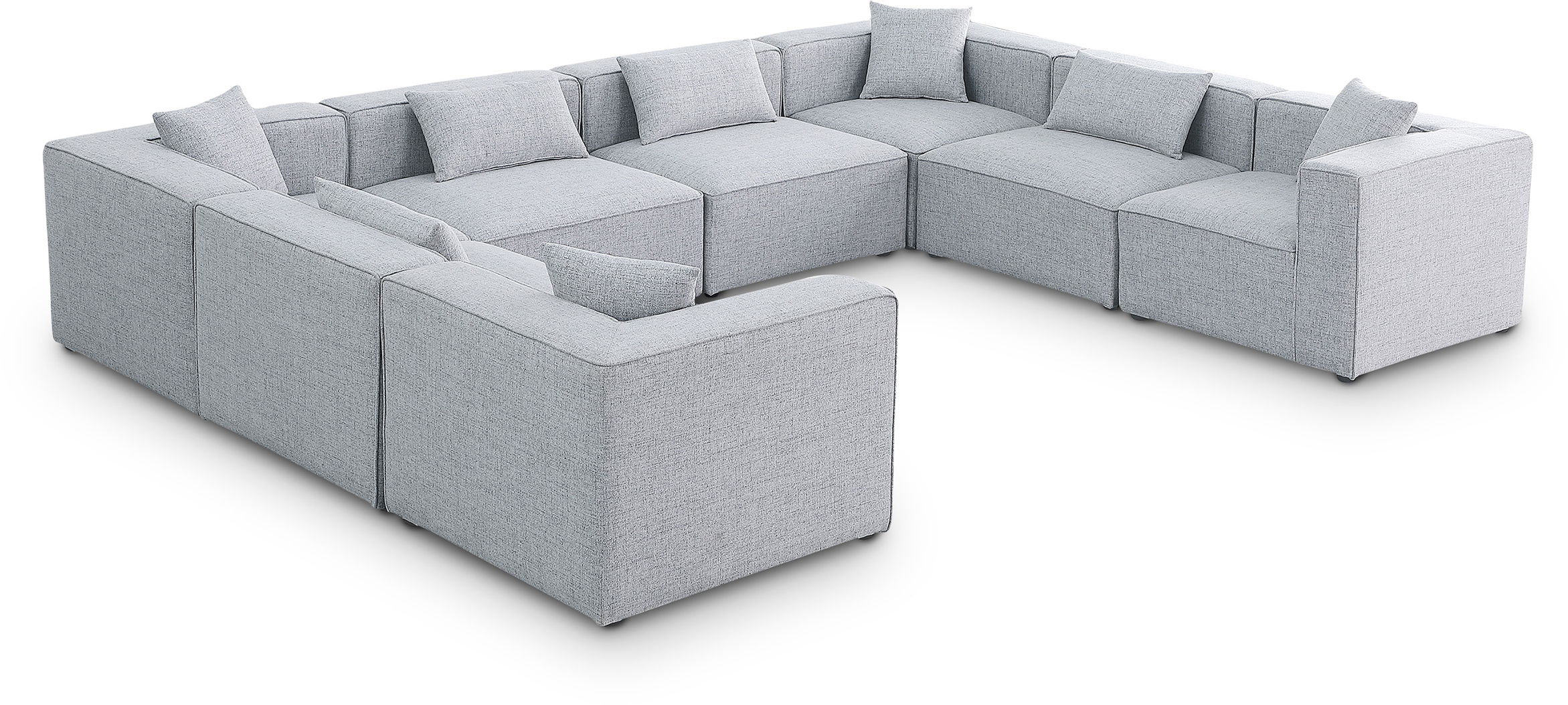 Cube - Linen 8 Piece Modular Sectional - Gray
