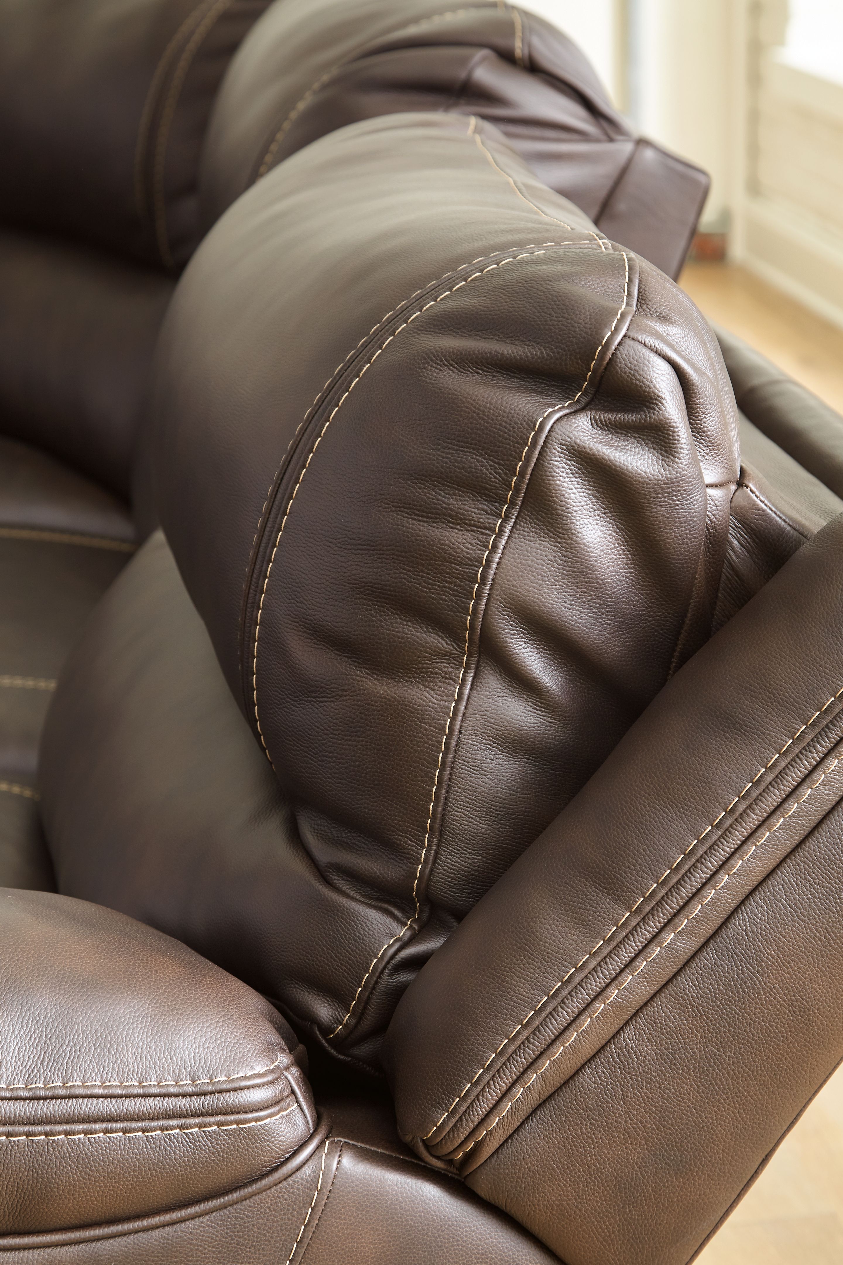 Ashley Furniture Dunleith - 7-Piece Power Reclining Sectional With 2 Storage Consoles - Chocolate - Image 2