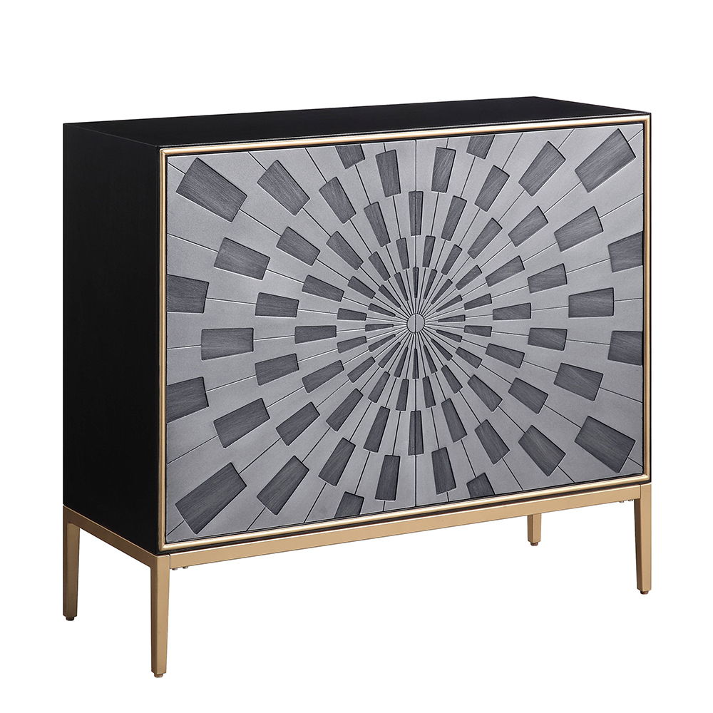 Quilla - Console Cabinet - Black, Gray & Brass, dark gray, view 2