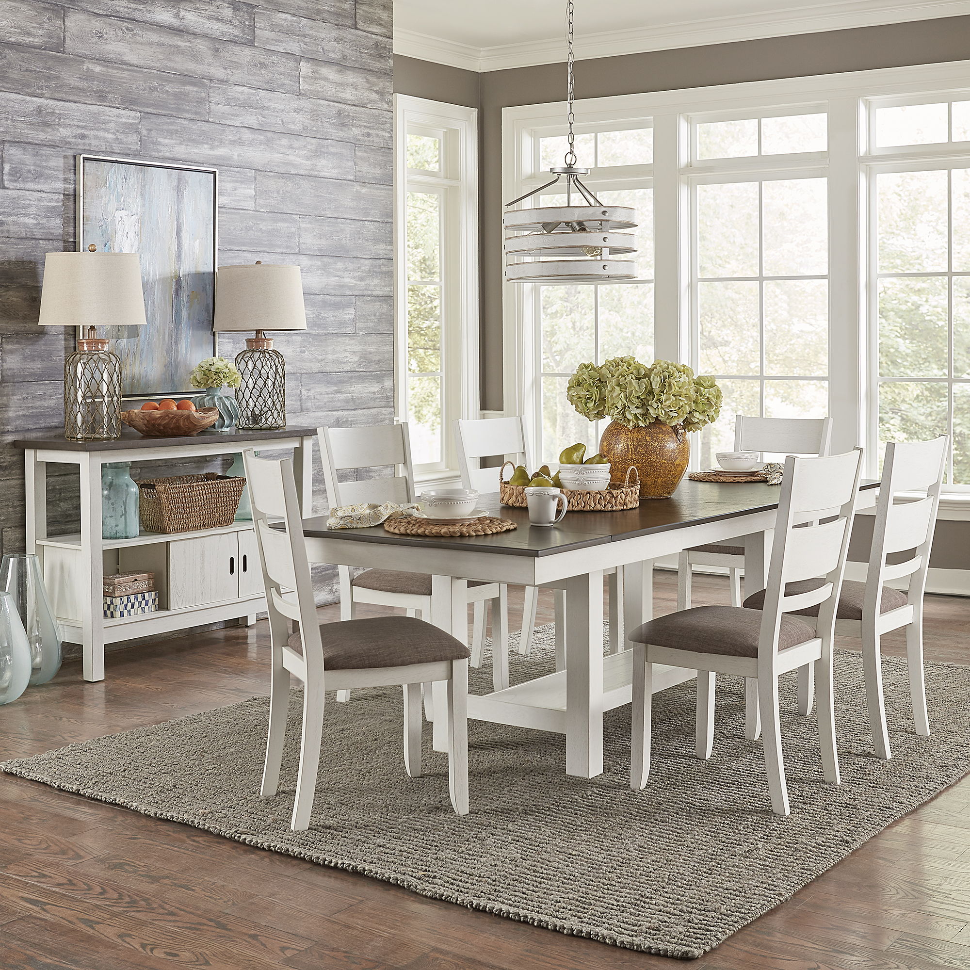 Liberty Furniture Brook Bay - 7 Piece Trestle Table Set - White
