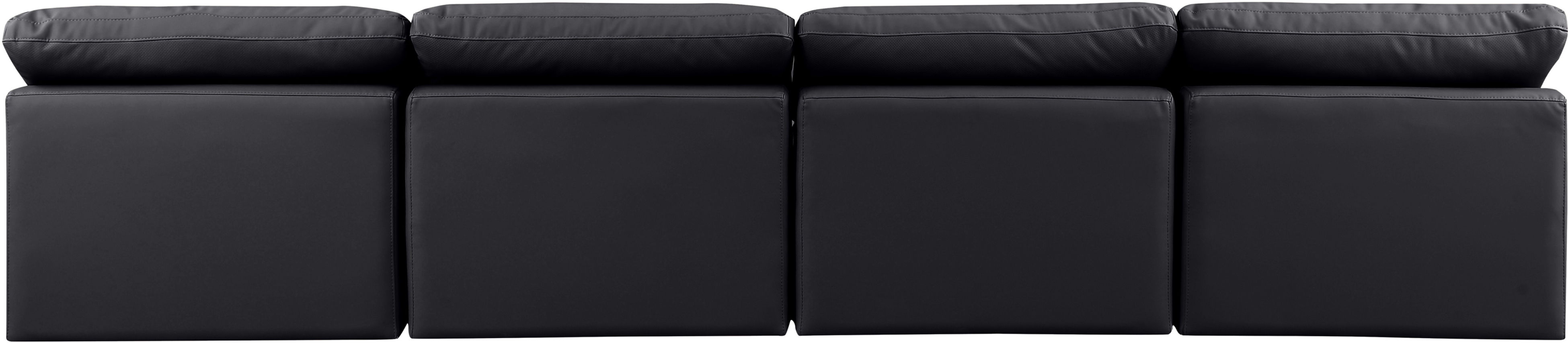 Indulge - Faux Leather 4 Piece Modular Armless Sofa - Black