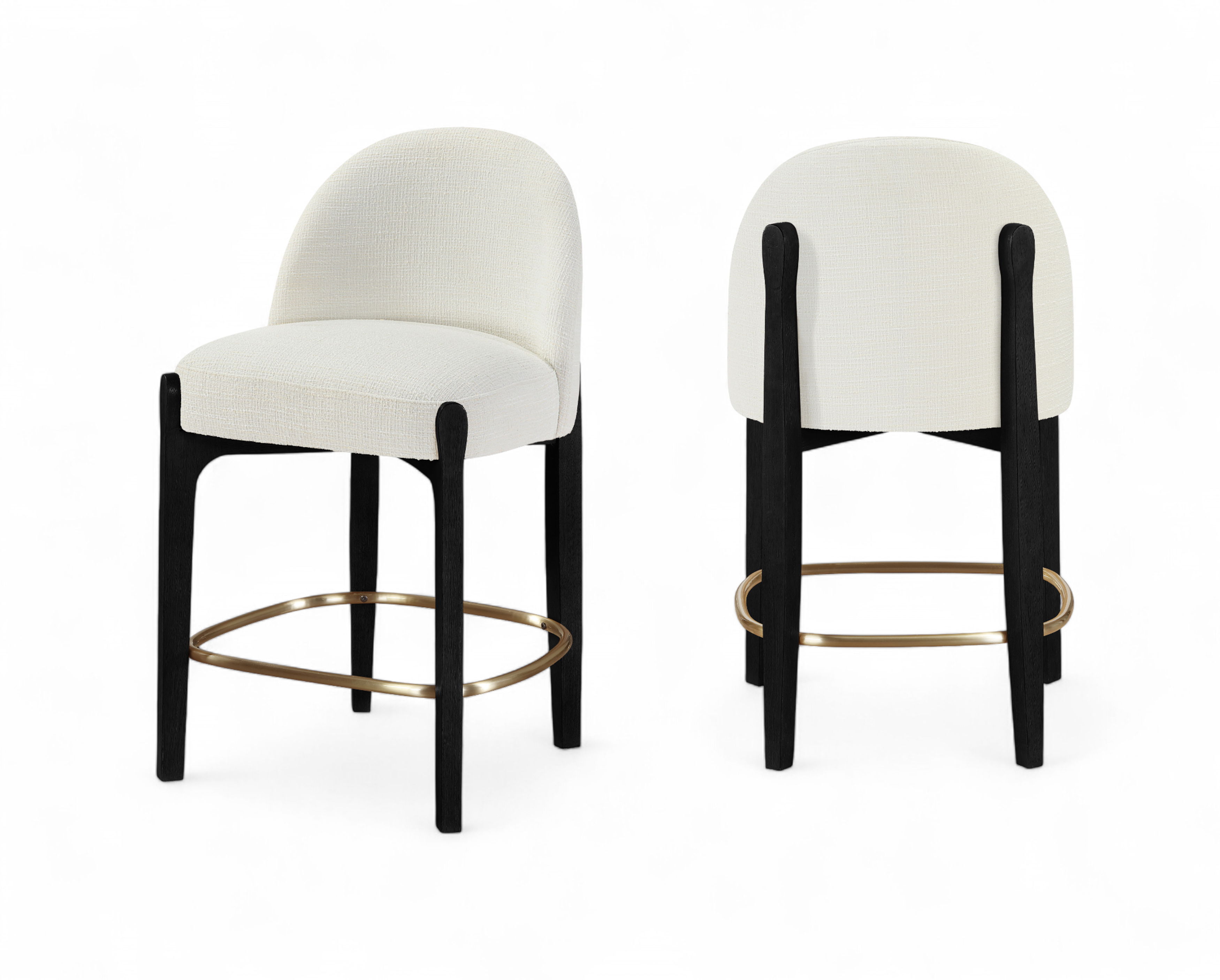 Torino - Fabric Upholstered Counter Stool (Set of 2) - Cream / Brushed Black