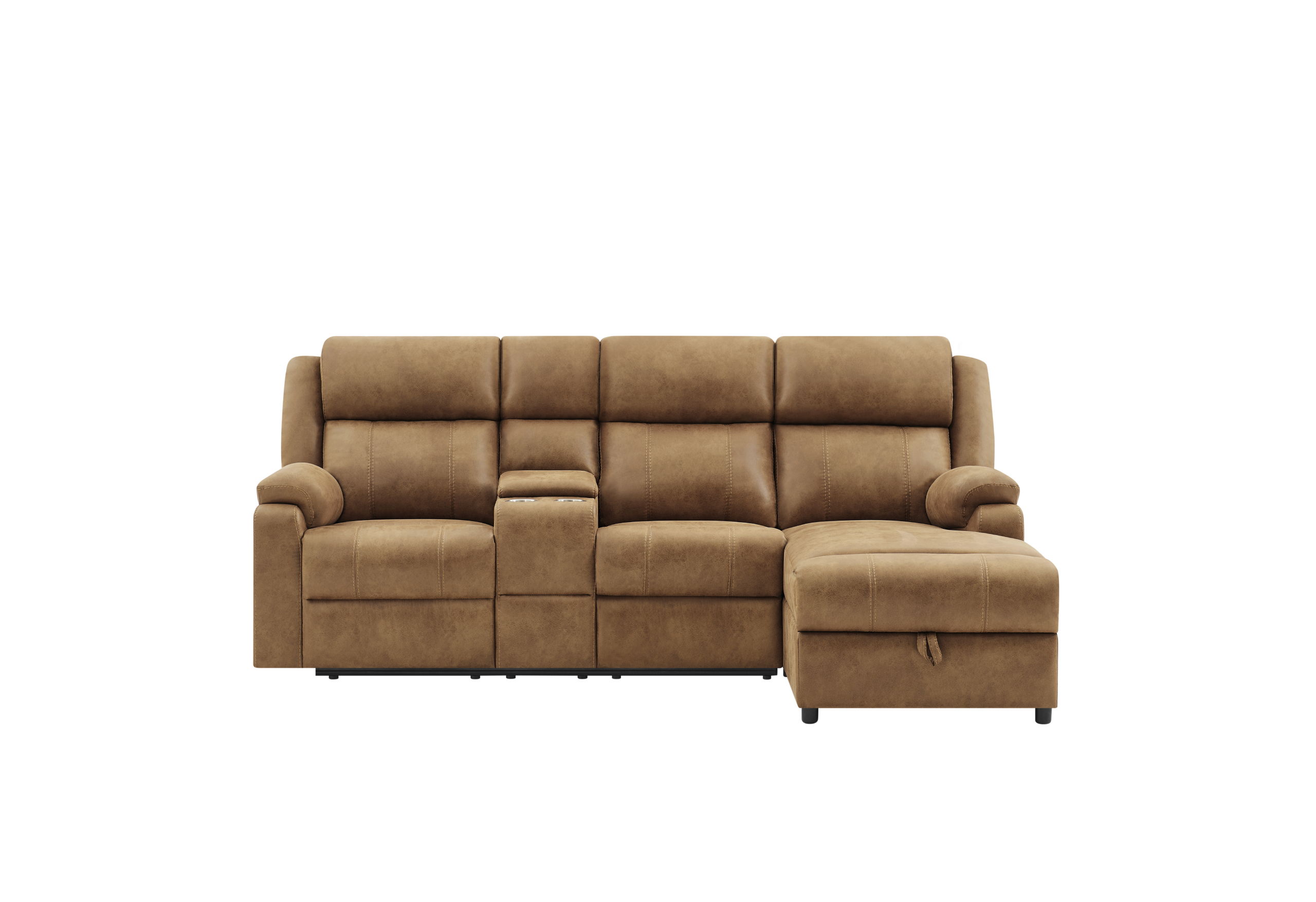 U6980 - LAF Console Reclining Loveseat With 1 Recliner - Brown