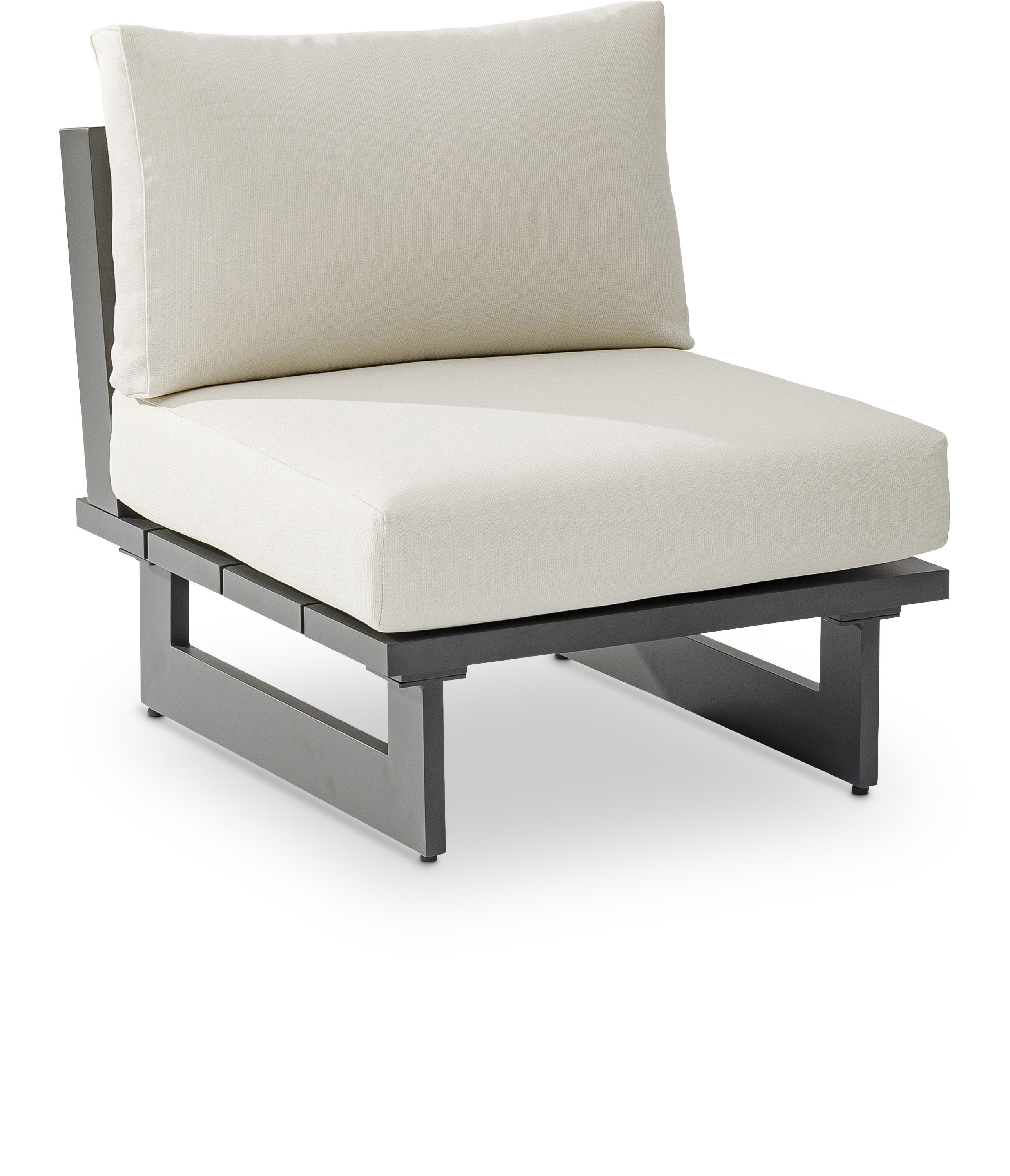 Maldives - Water Resistant Outdoor Patio Armless Chair With Gray Frame - Cream