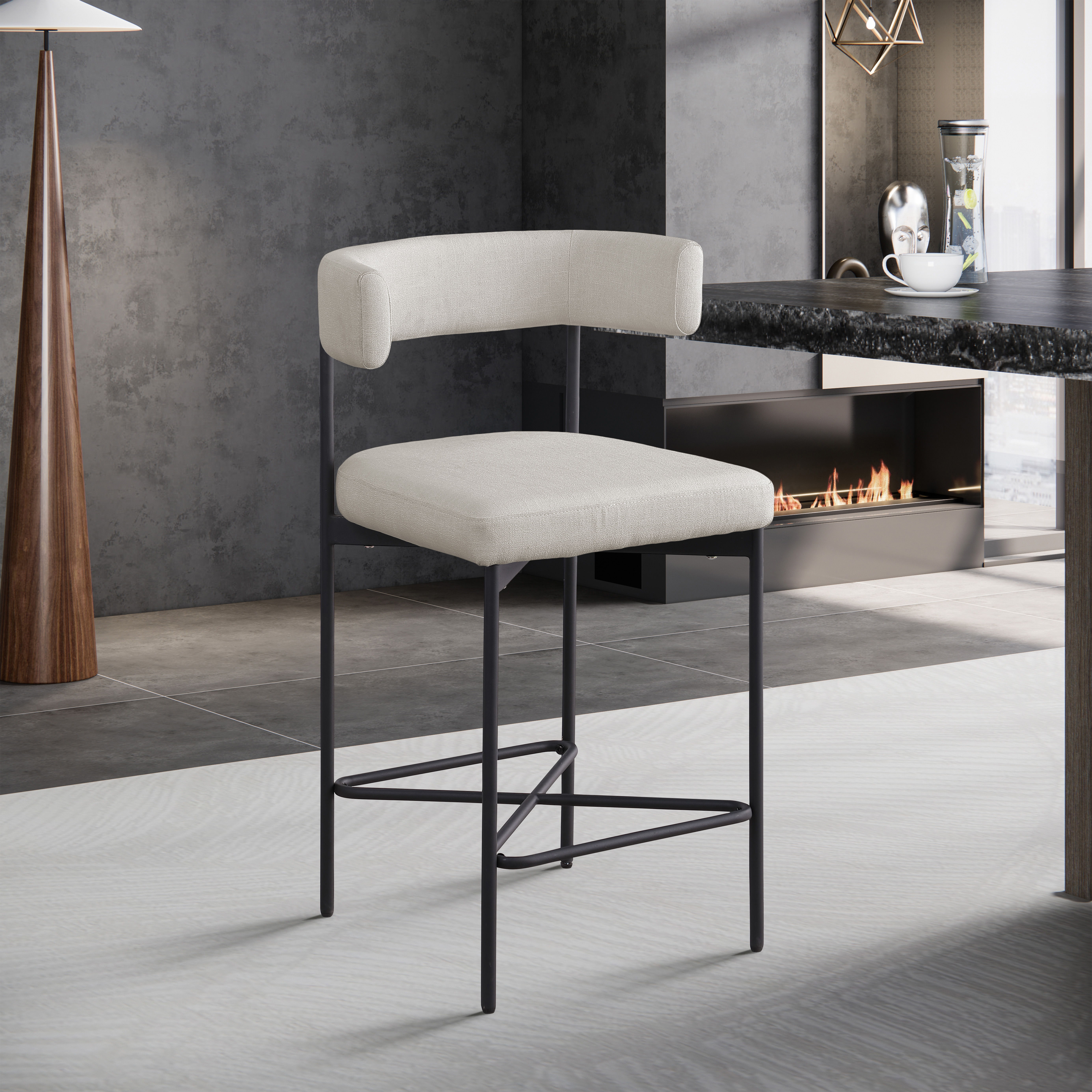 Rivage - Durable Stool With Black Frame (Set of 2) - Beige