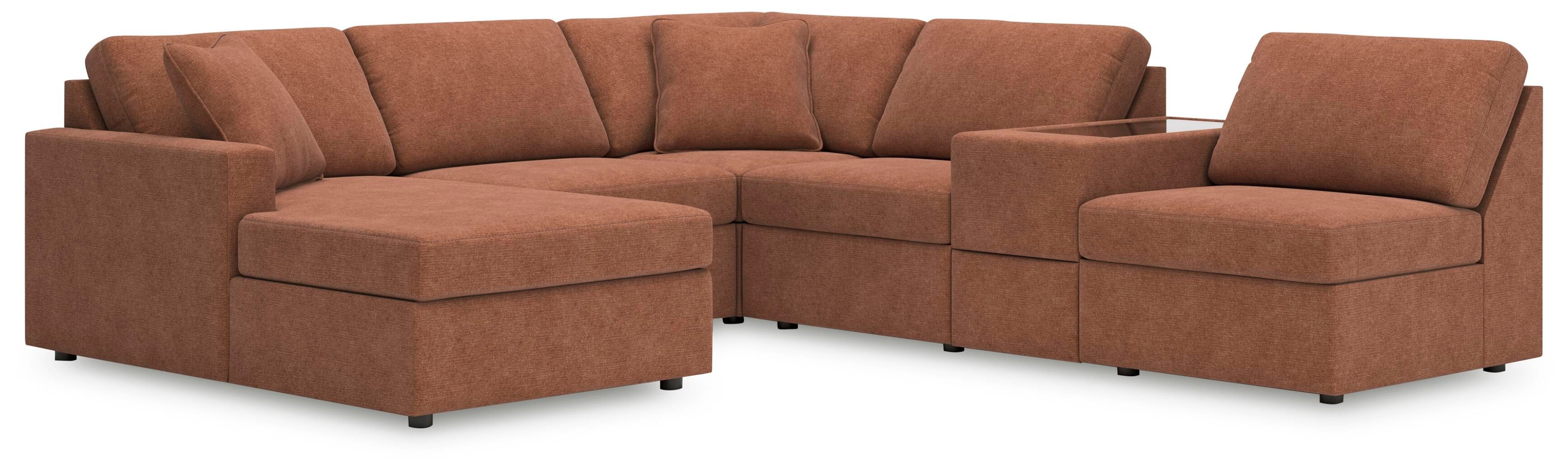 Modmax – 6-Piece Sectional With Laf Corner Chaise And Storage Console – Spice