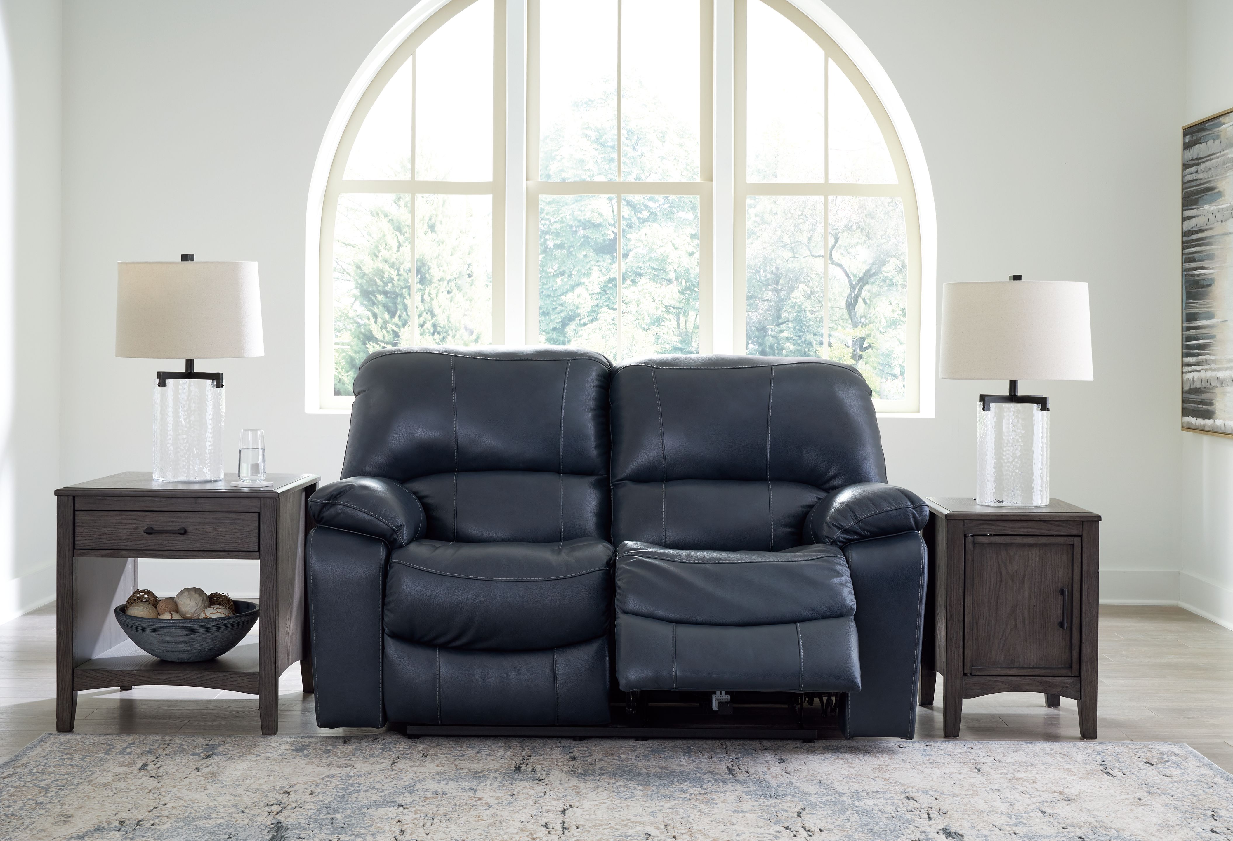 Ashley Furniture Leesworth - Power Reclining Loveseat - Ocean - Image 8