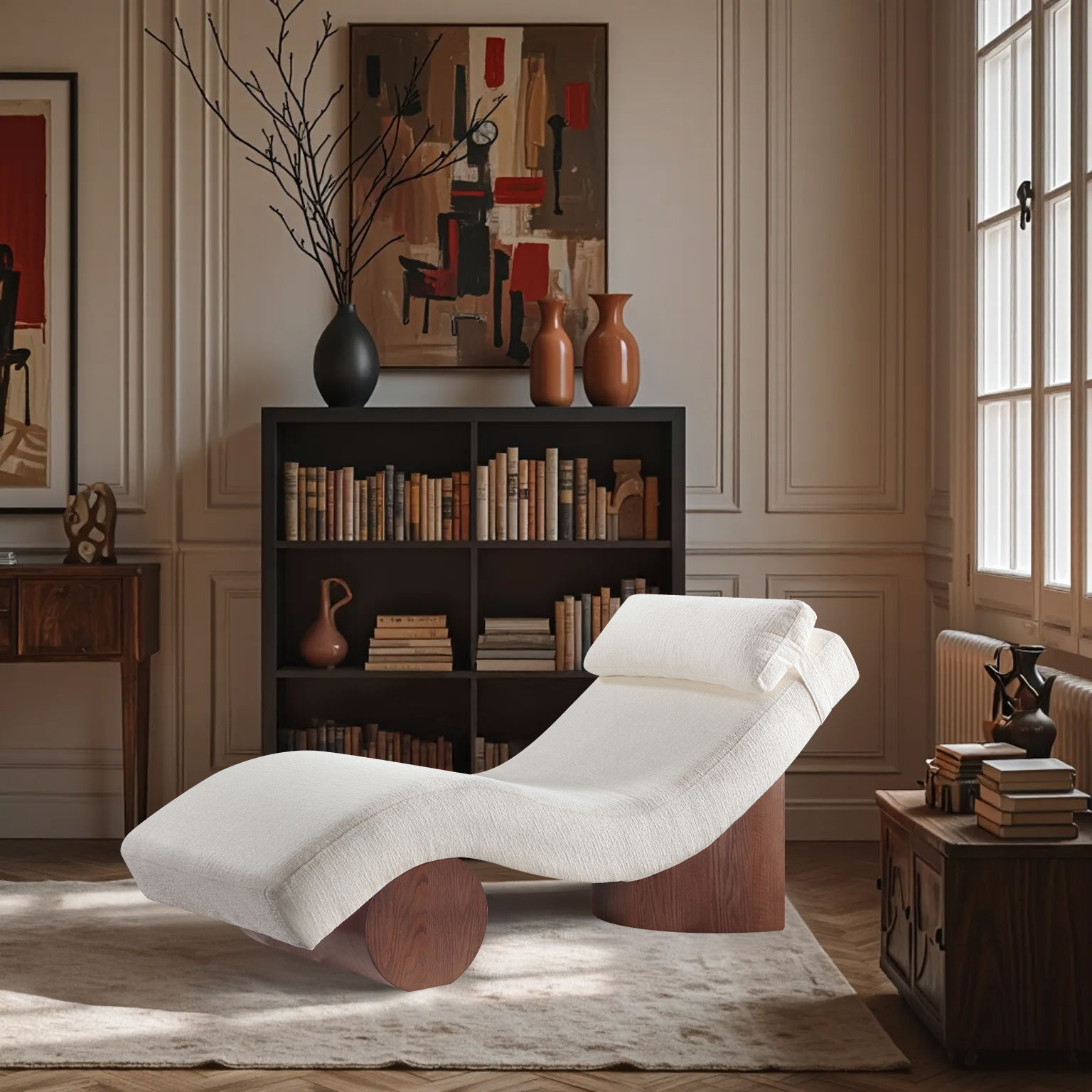 Marcella - Fabric Upholstered Chaise Lounge - Cream