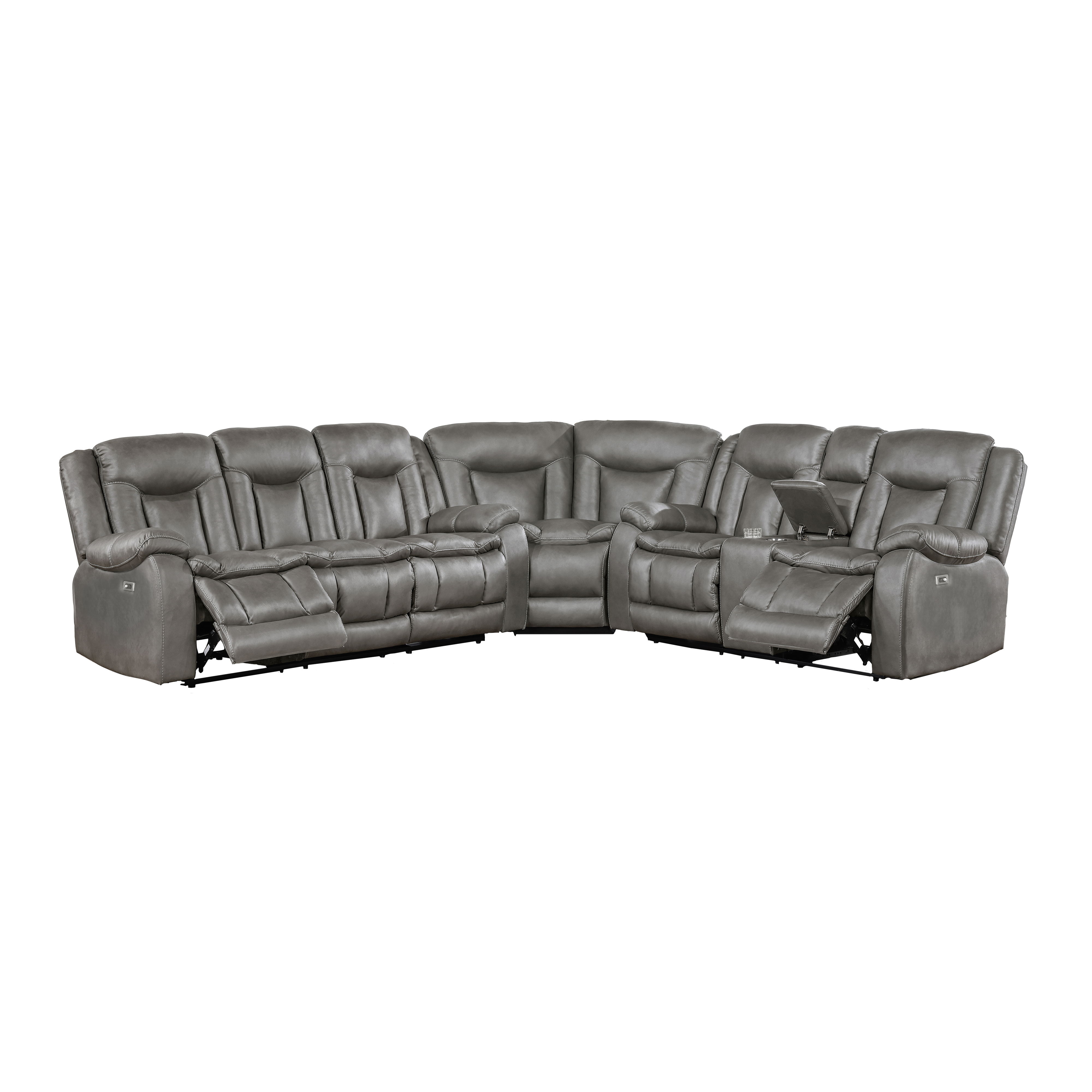 Morello - 3 Piece P1 Sofa/Loveseat/Wedge With Power Footrest - Gray