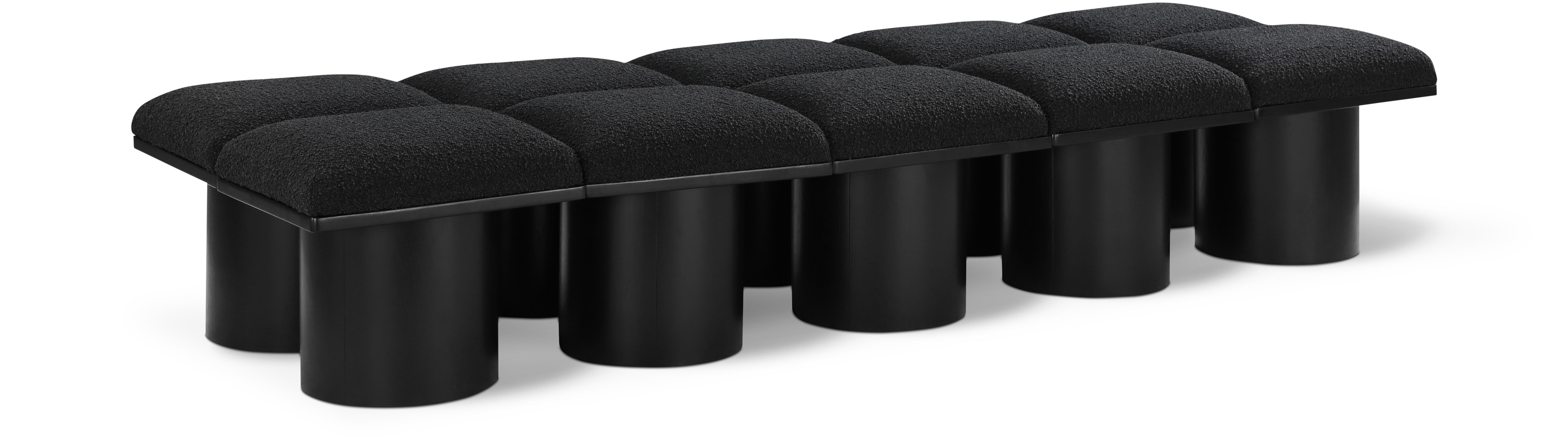Pavilion - 90" 10 Piece Modular Bench With Black Base - Black