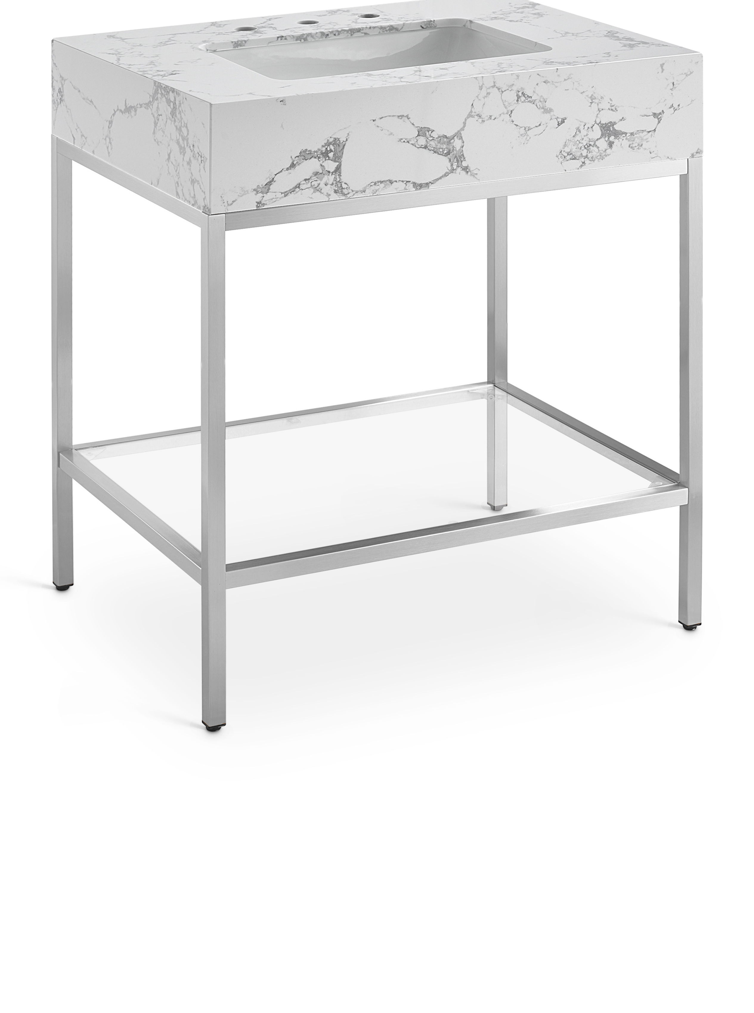 Marmo - 30" Engineered Marble Bathroom Vanity With Chrome Base - White