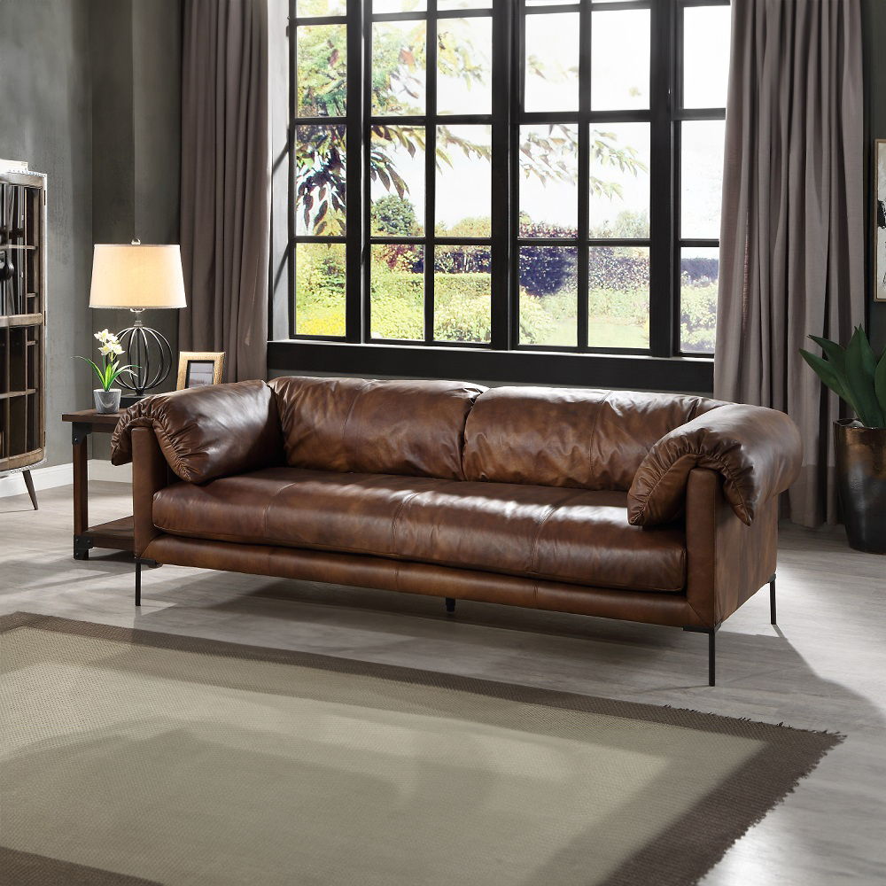Jaron - Sofa - Mocha Top Grain Leather, dark brown, view 7