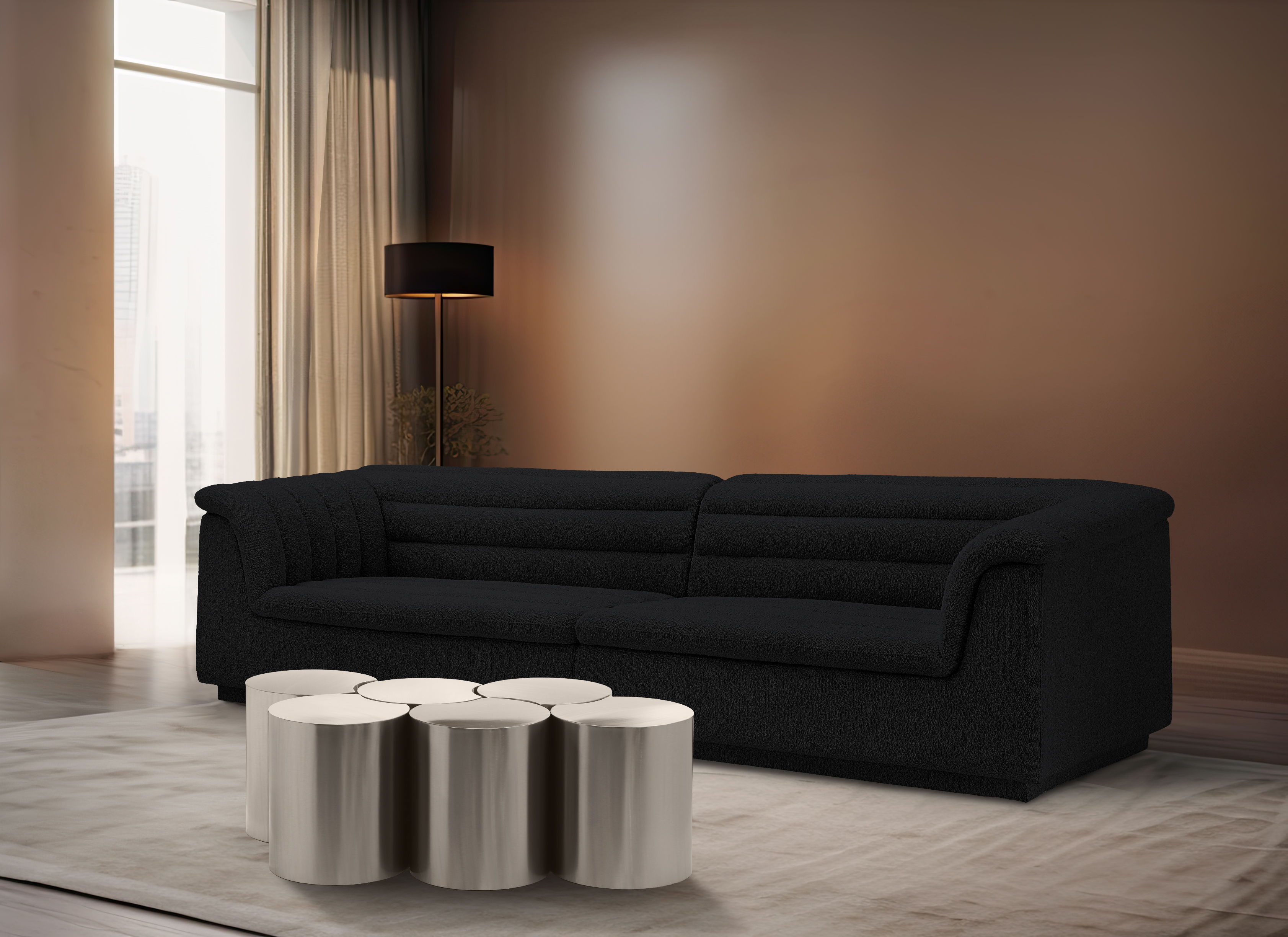 Dimple - 18" 6 Piece Modular Coffee Table - Silver