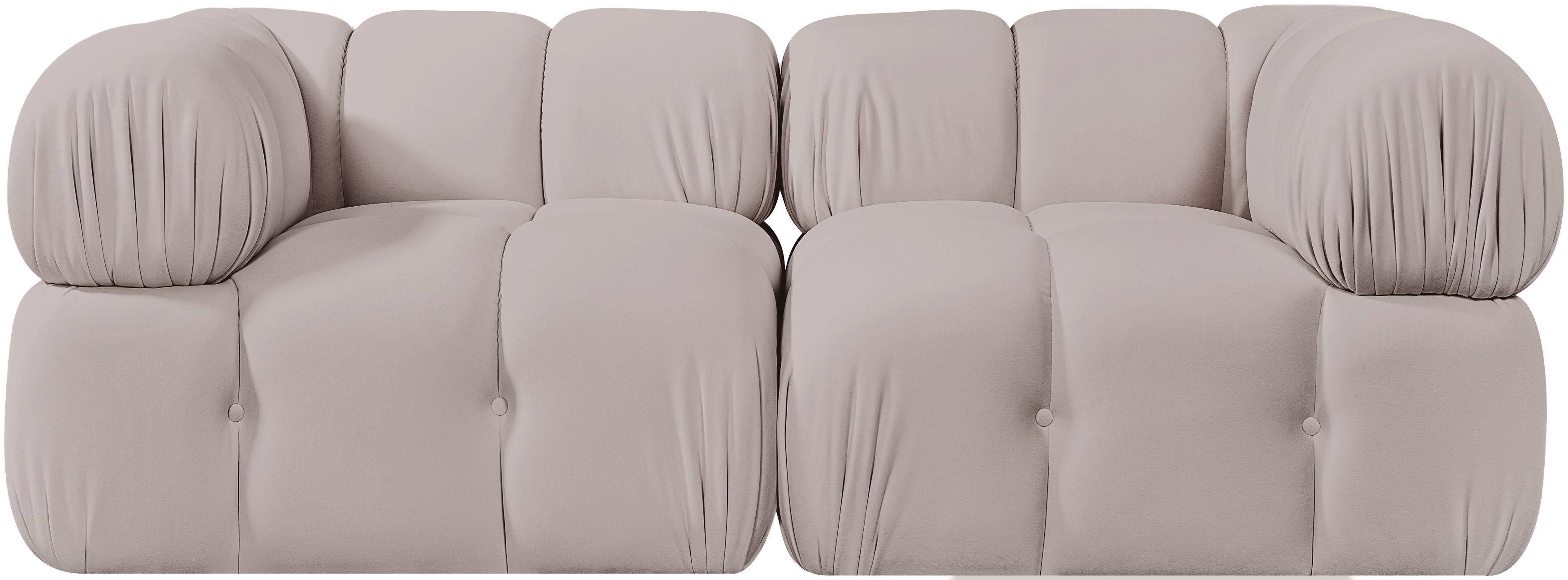 Orin - Velvet Performance Fabric Upholstered 2 Piece Modular Sofa (2 Corner Chairs) - Beige