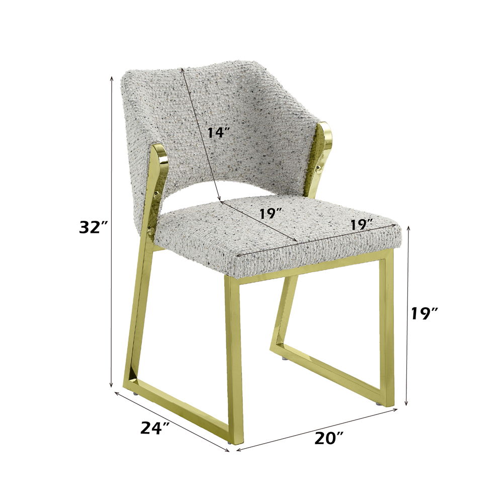 Galdesa - Side Chair (Set of 2) - Teddy Sherpa & Mirrored Gold, gray, view 6